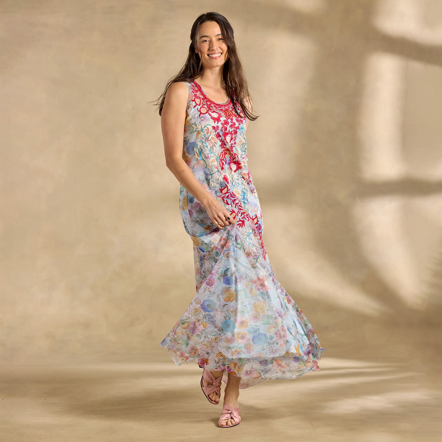 sundance-Floral Dancer Mesh Dress-Sundance Outlet