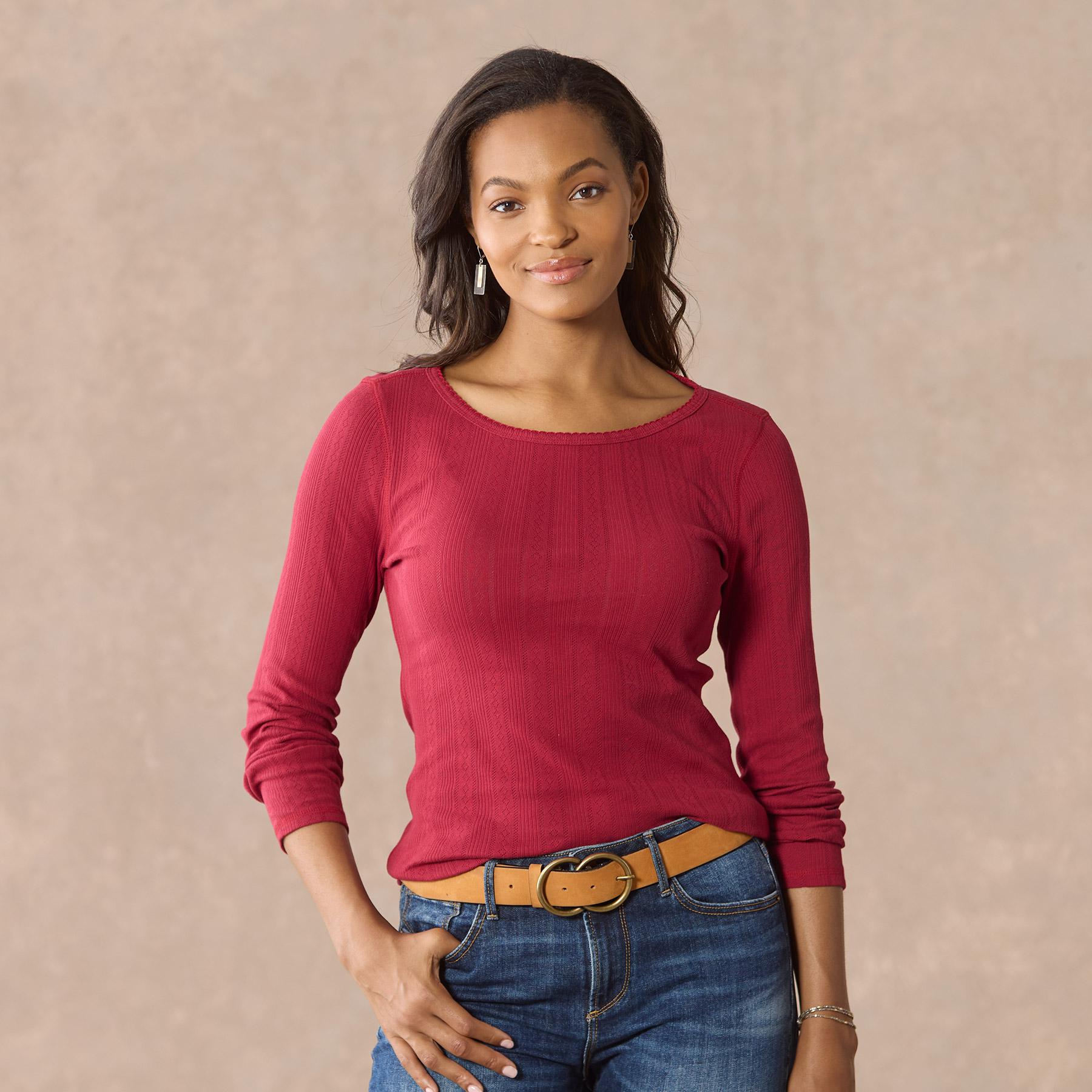 sundance-Perfect Pointelle Crewneck, Petite-Sundance Outlet