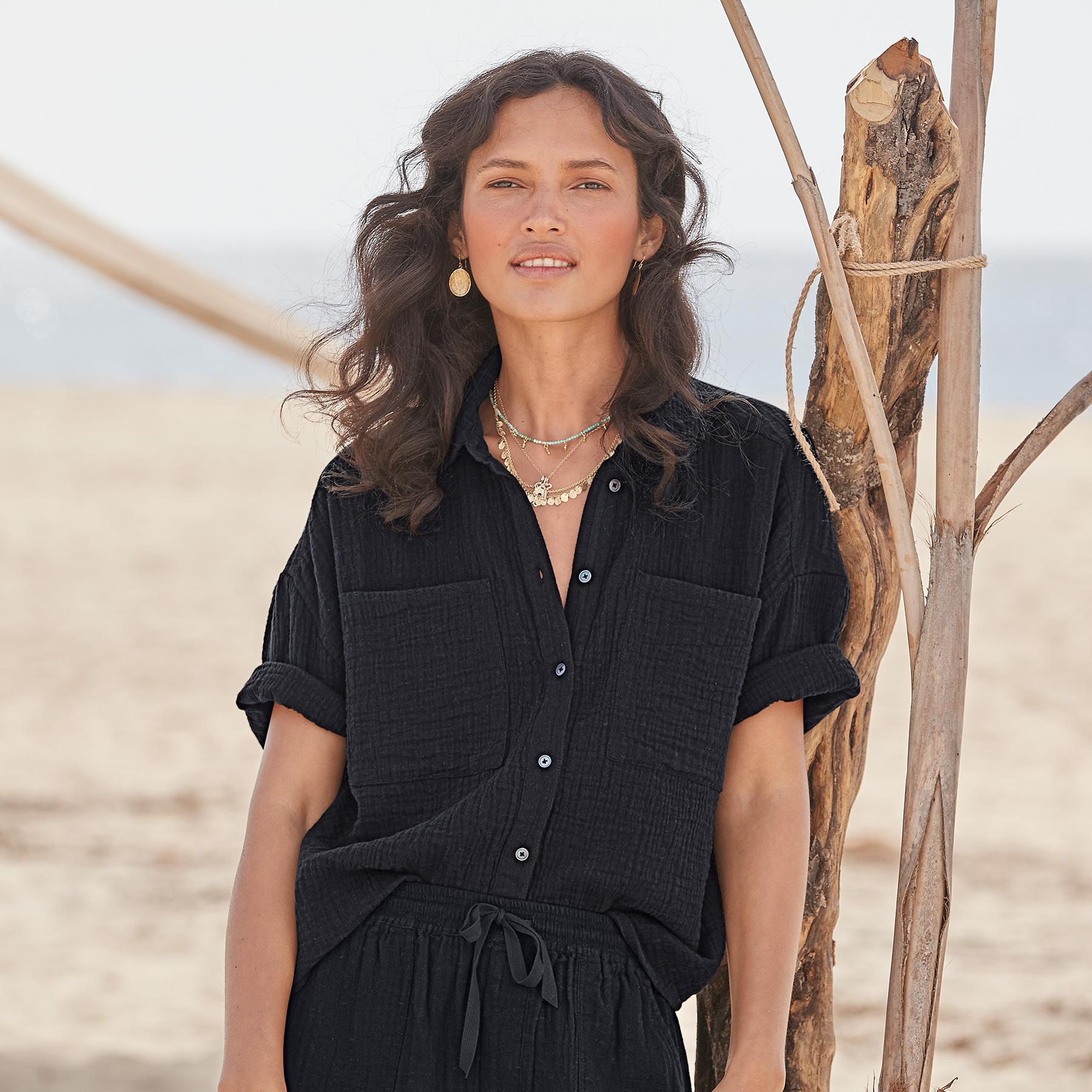 sundance-Mara Gauze Camp Shirt-Sundance Outlet