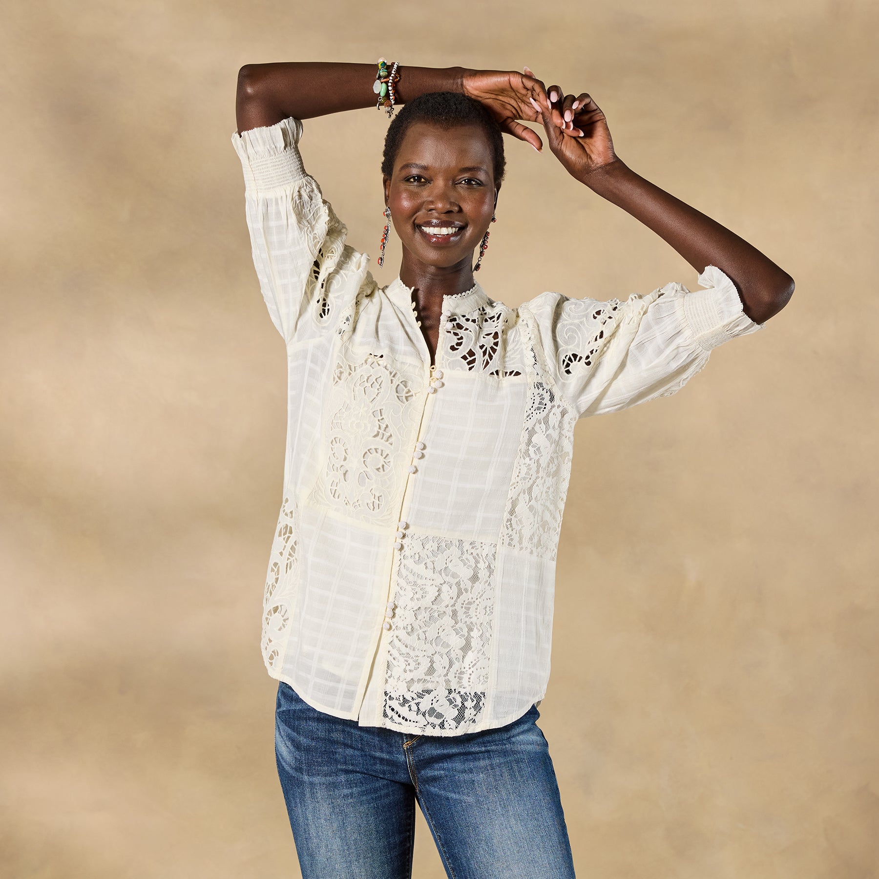 sundance-Garbo Lace Top, Petite-Sundance Outlet