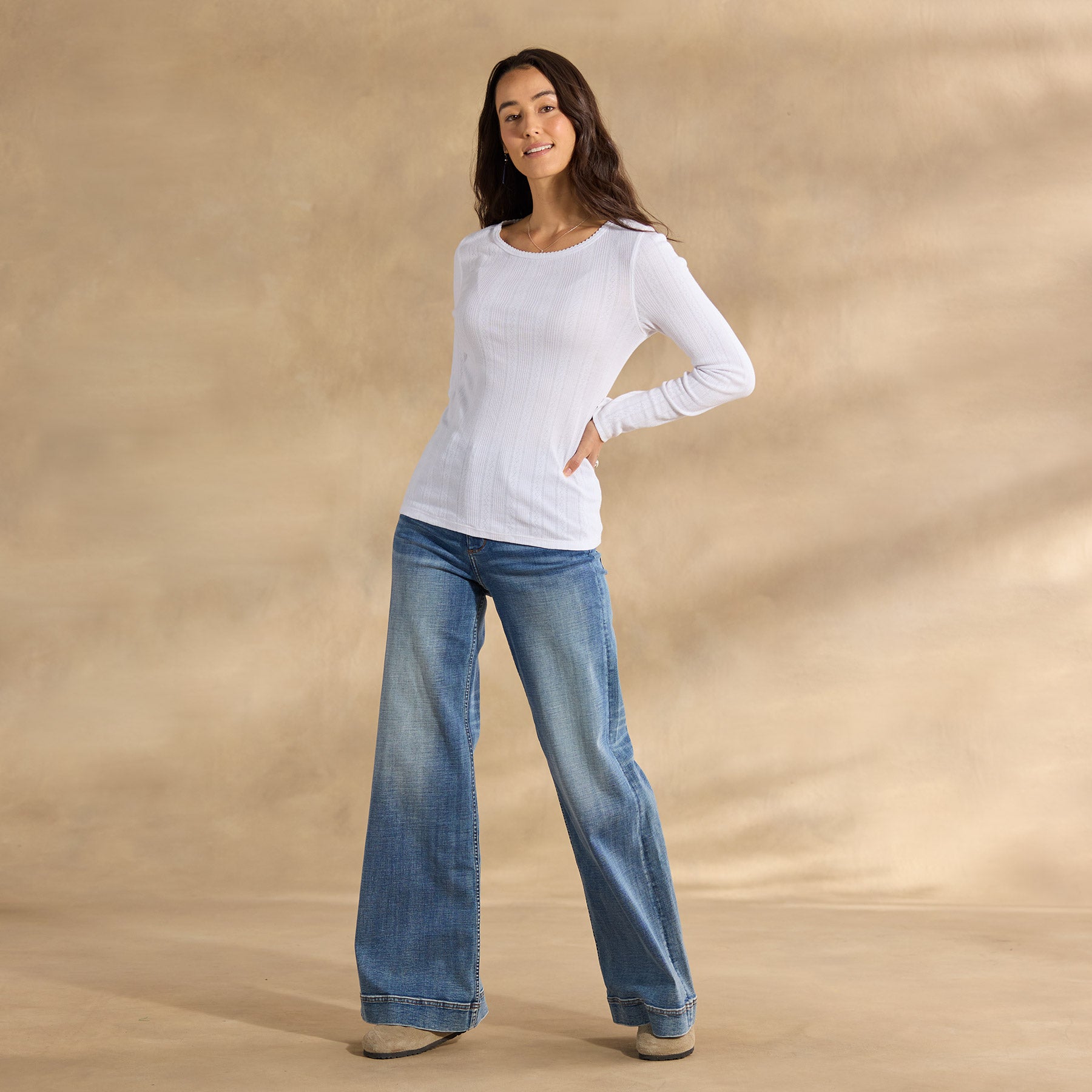 sundance-Perfect Pointelle Crewneck, Petite-Sundance Outlet