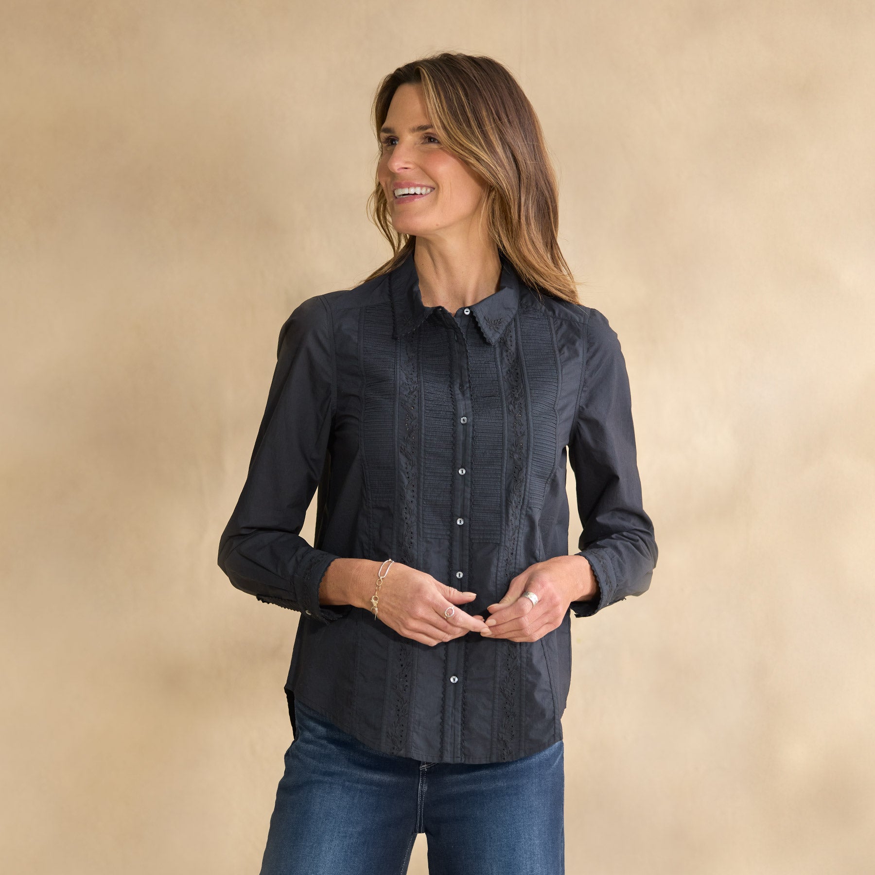 sundance-Clarice Tuxedo Shirt, Petite-Sundance Outlet