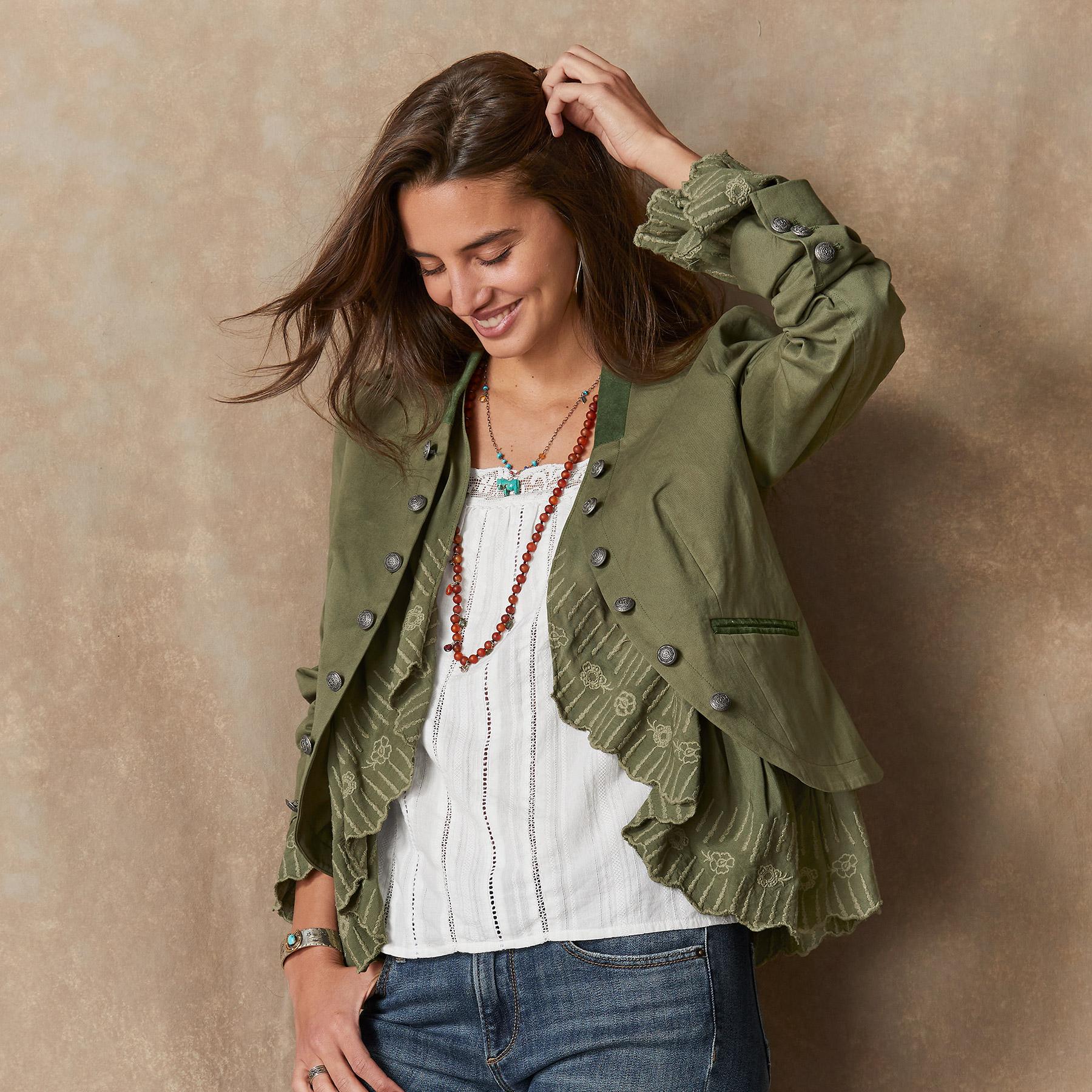 sundance-Caroline Ruffle Jacket, Petite-Sundance Outlet
