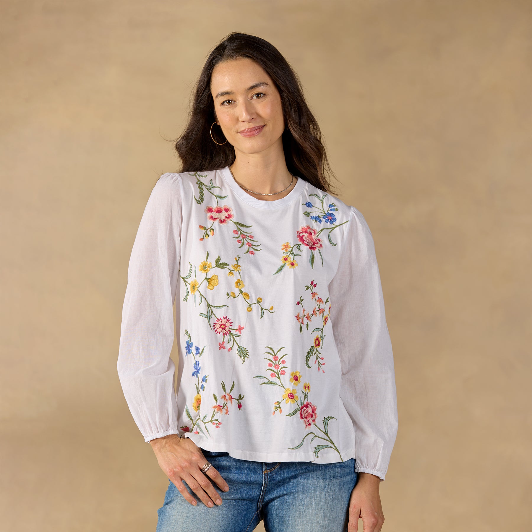 sundance-Sophia Mixed-Media Top, Petite-Sundance Outlet