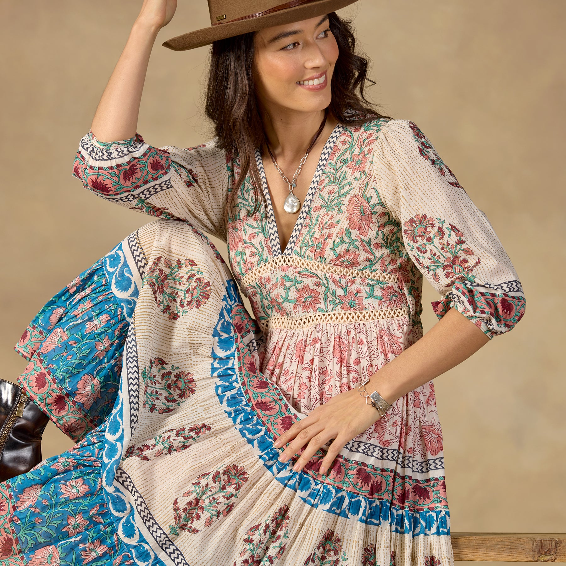 sundance-Peacock Flare Midi Dress-Sundance Outlet
