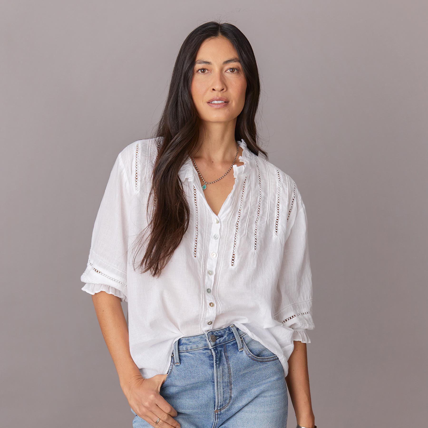 sundance-Melinda Cross Lace Shirt-Sundance Outlet