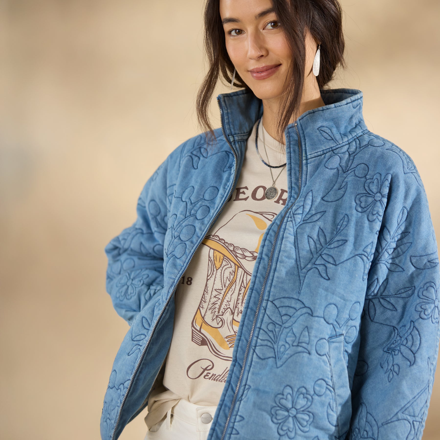 sundance-Nova Quilted Denim Jacket-Sundance Outlet