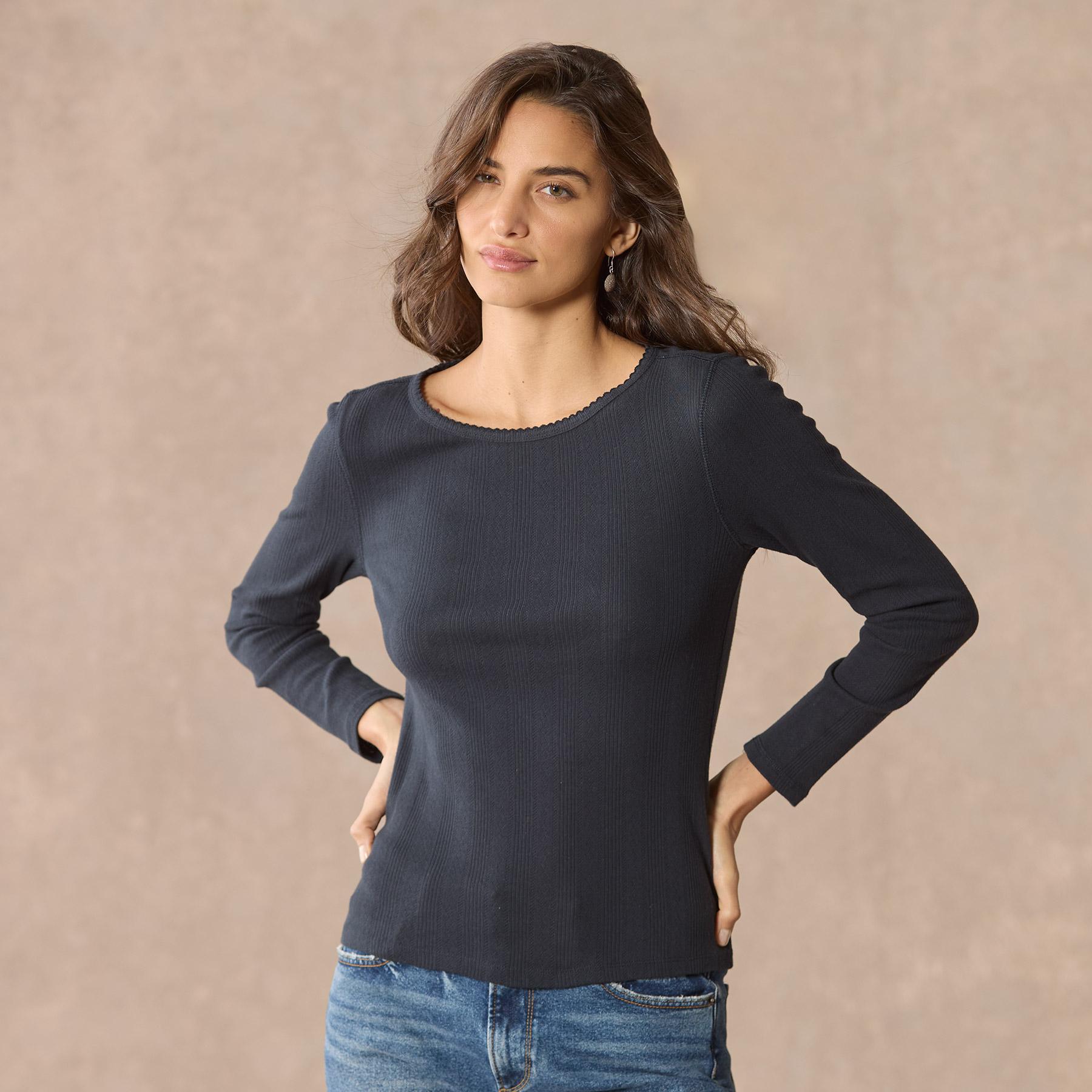sundance-Perfect Pointelle Crewneck, Petite-Sundance Outlet