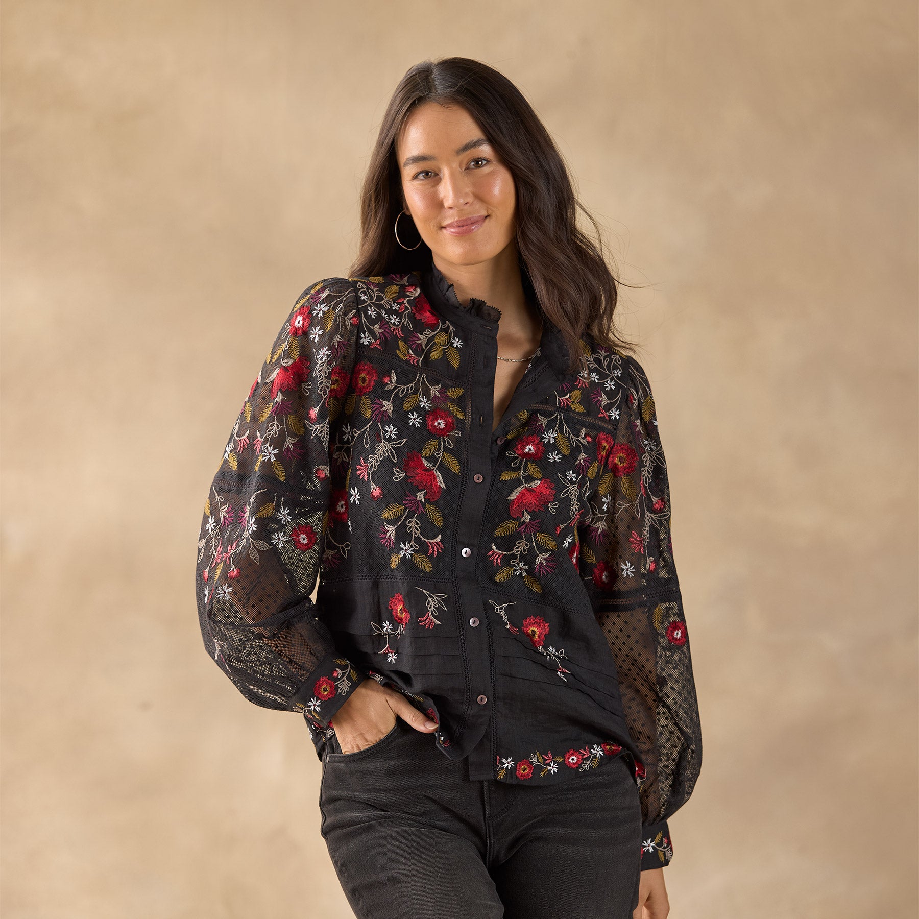 sundance-Beaumont Blooms Top, Petite-Sundance Outlet