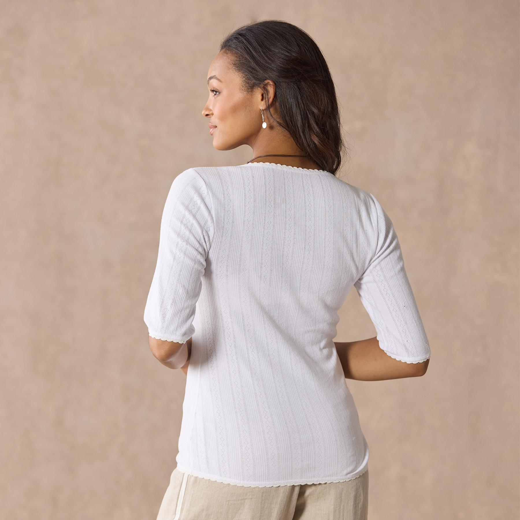 sundance-Perfect Pointelle 1/2 Sleeve Tee-Sundance Outlet