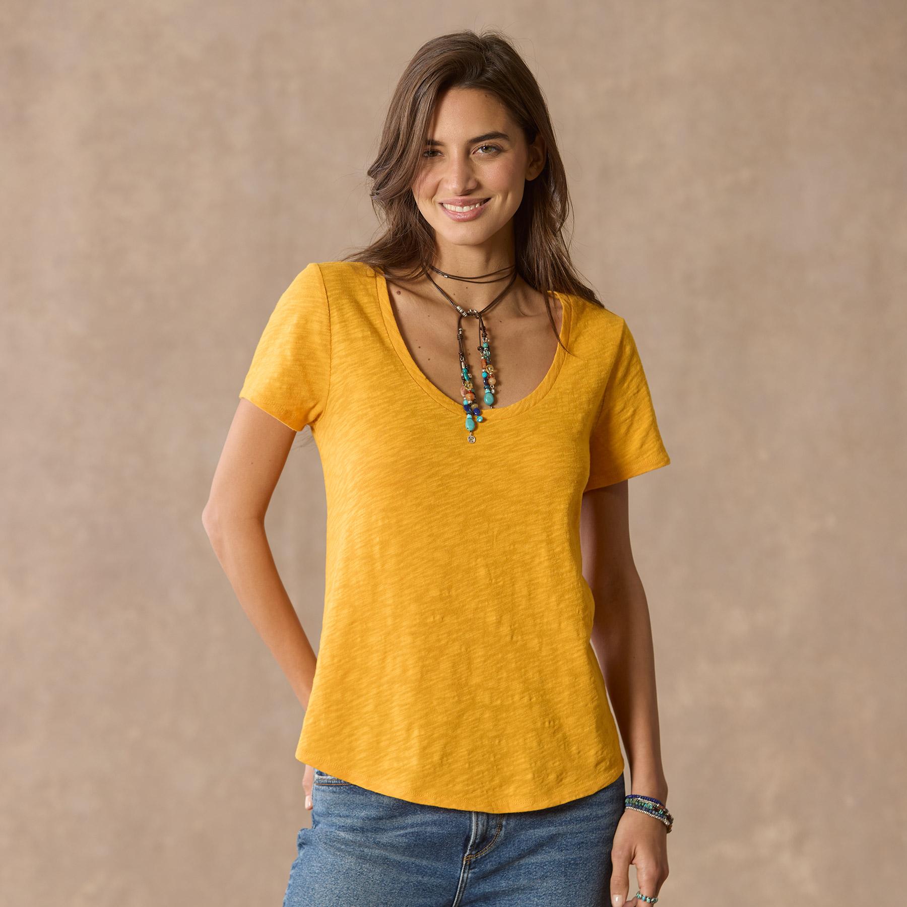 sundance-Ultimate Airy Slub Scoopneck Tee-Sundance Outlet