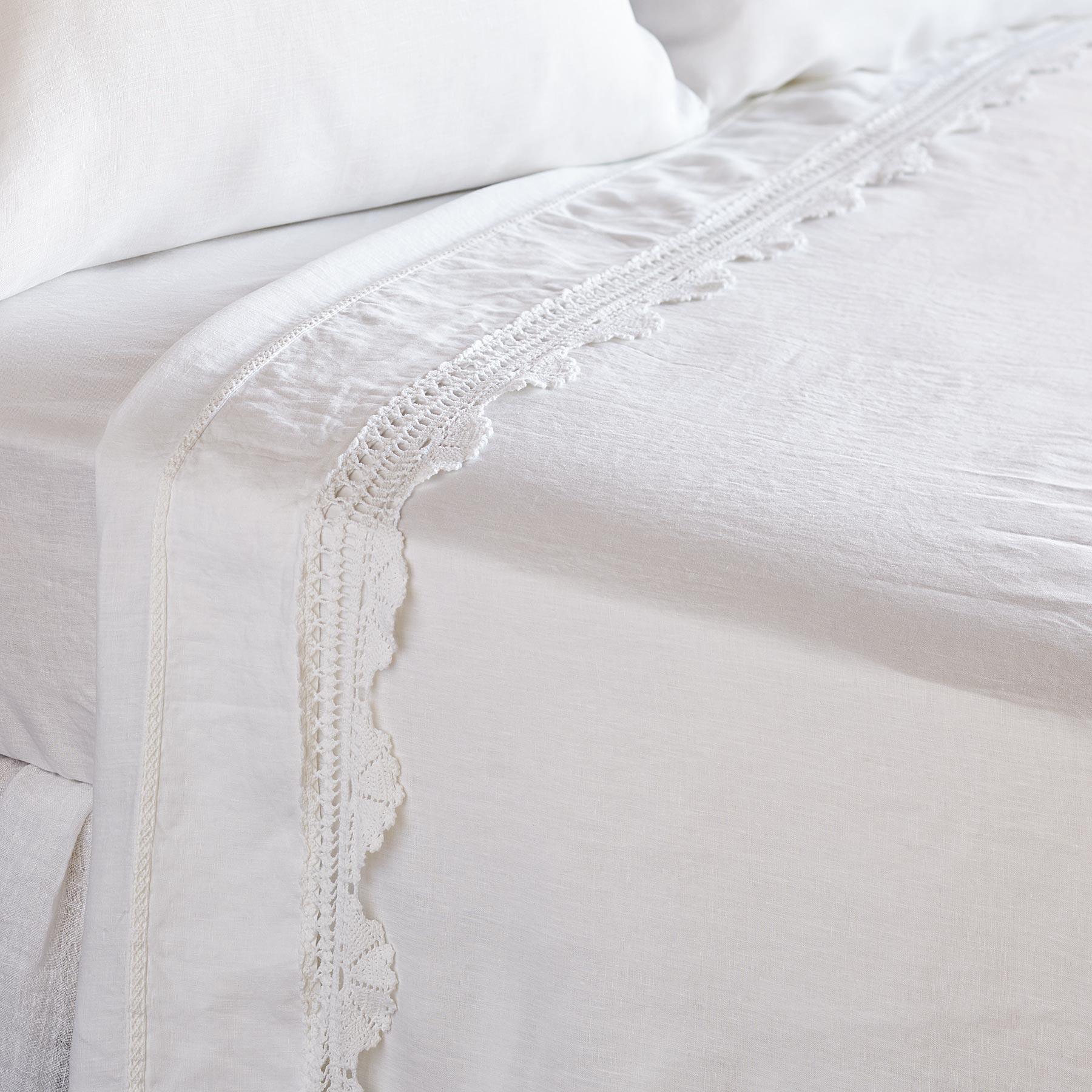sundance-Gossamer Linen Crochet Flat Sheet-Sundance Outlet