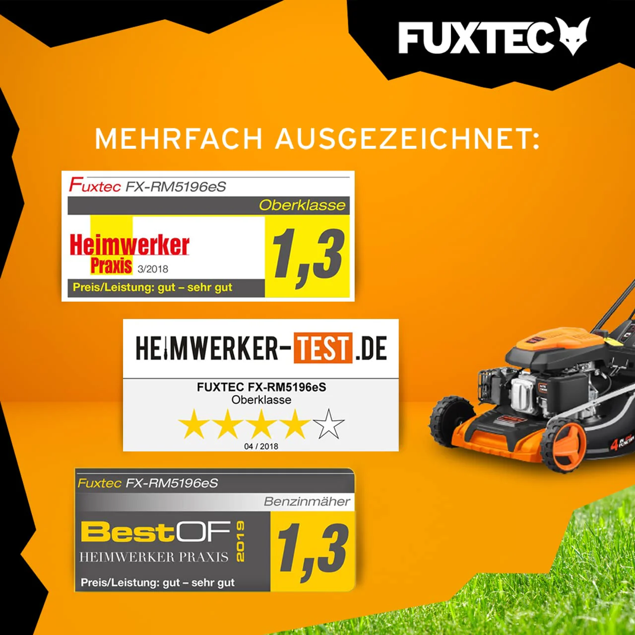 FUXTEC FX-RM5196eS – 4-in-1 Benzin-Rasenmäher mit ZIPGO-Motor