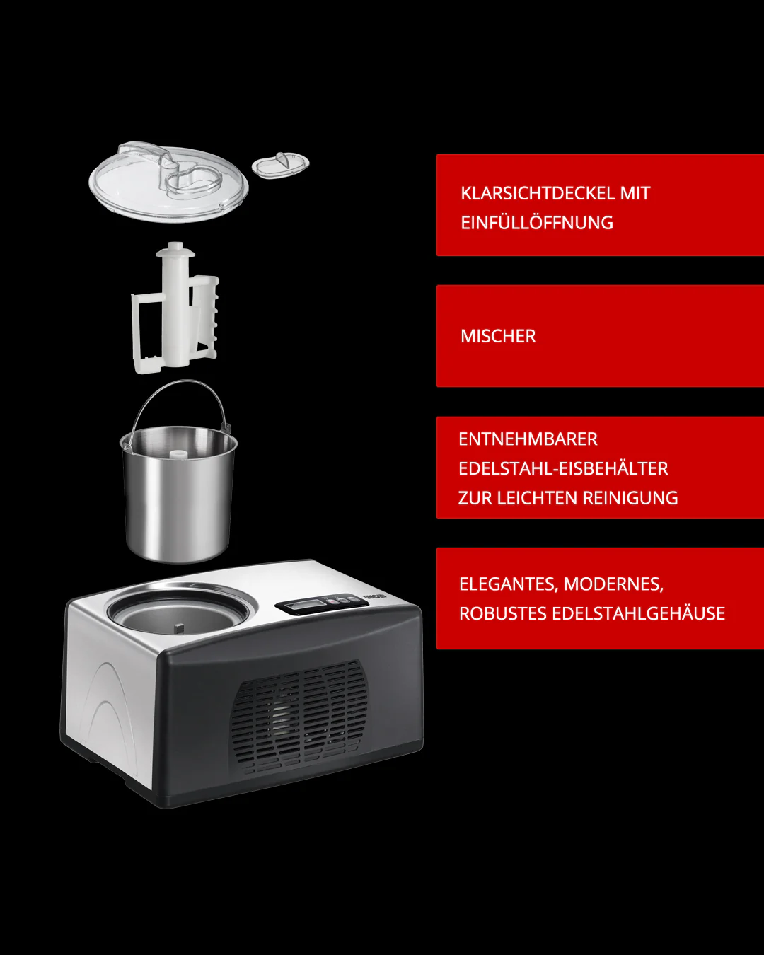 Eismaschine Cortina 1,5 L – Frisches Eis auf Knopfdruck für die ganze Familie