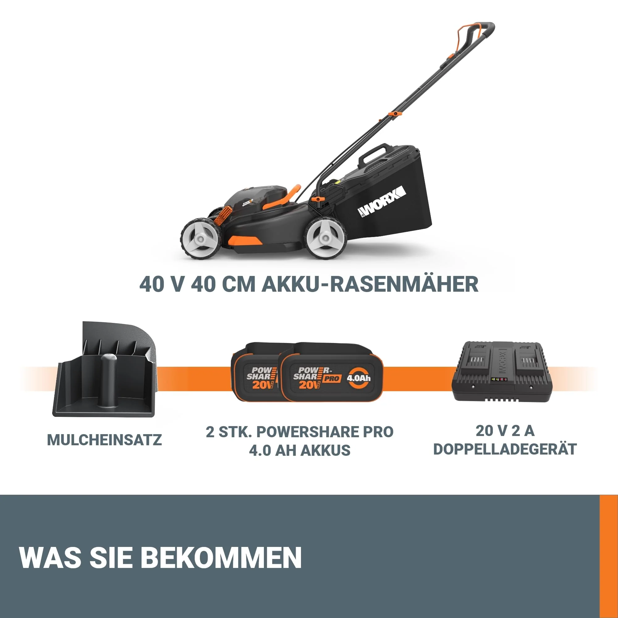 WORX WG743E Akku-Rasenmäher 40V – Einfach perfekter Rasen