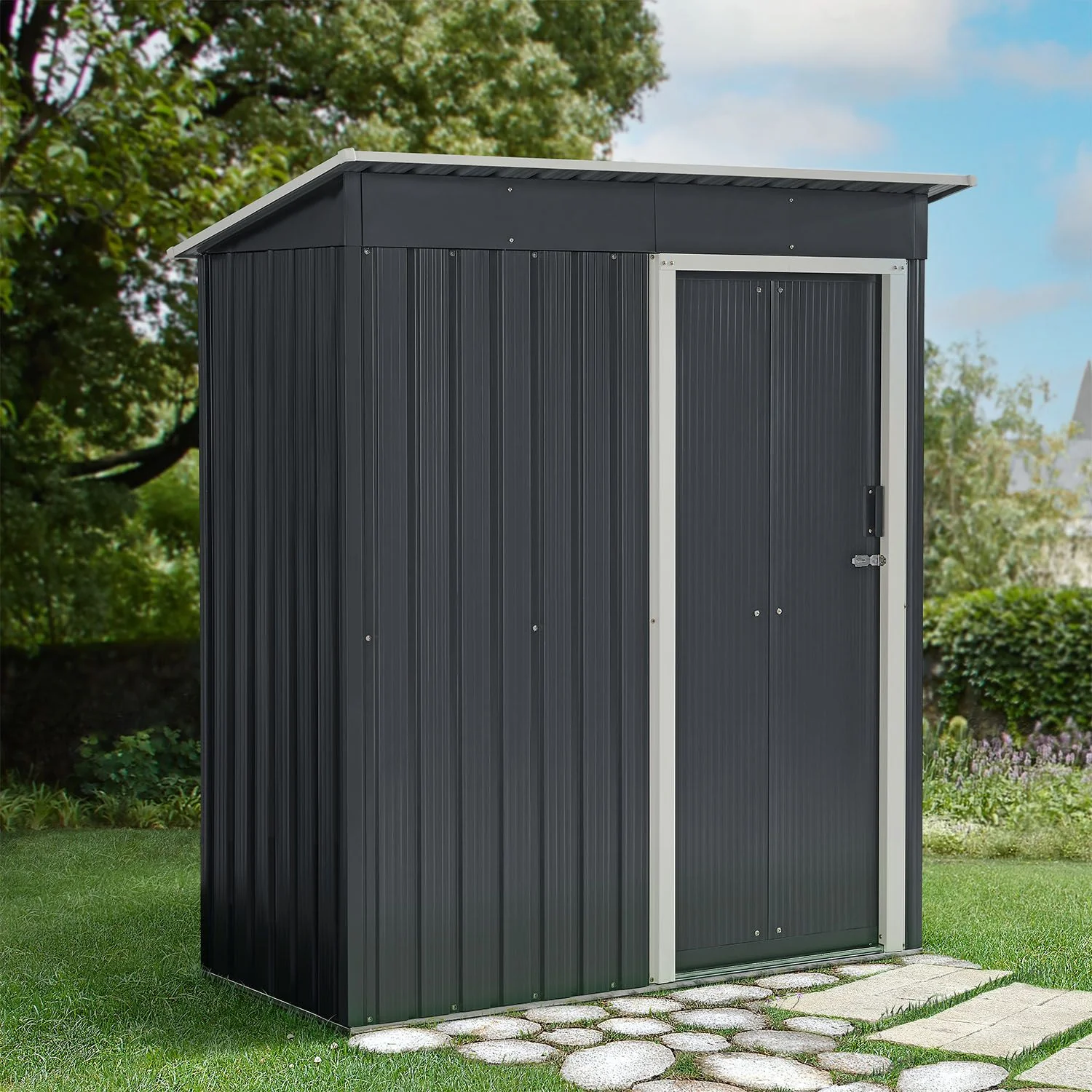 Metallgerätehaus S mit Schrägdach – Wetterfest & Kompakt für Garten & Terrasse