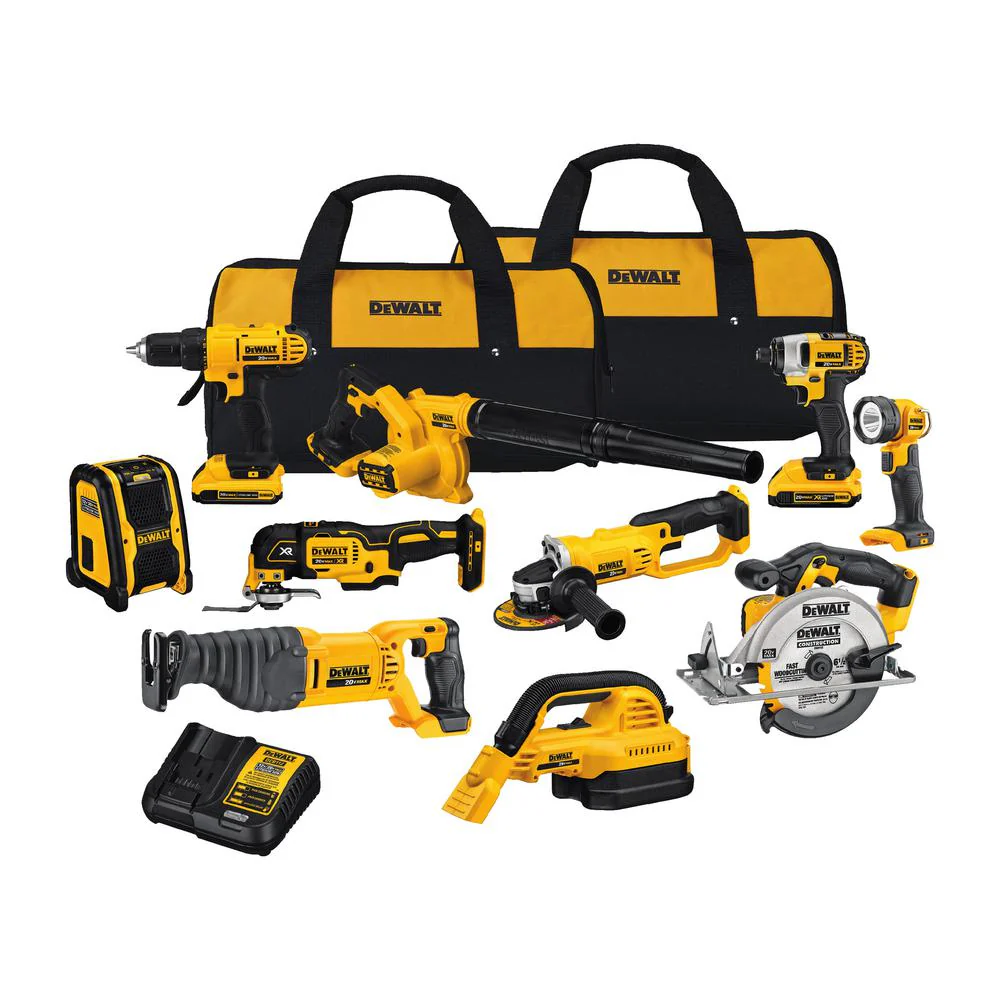 DEWALT 20V Max Akku-Werkzeug Set – 10-teiliger Komplett-Koffer für Heimwerker & Profis