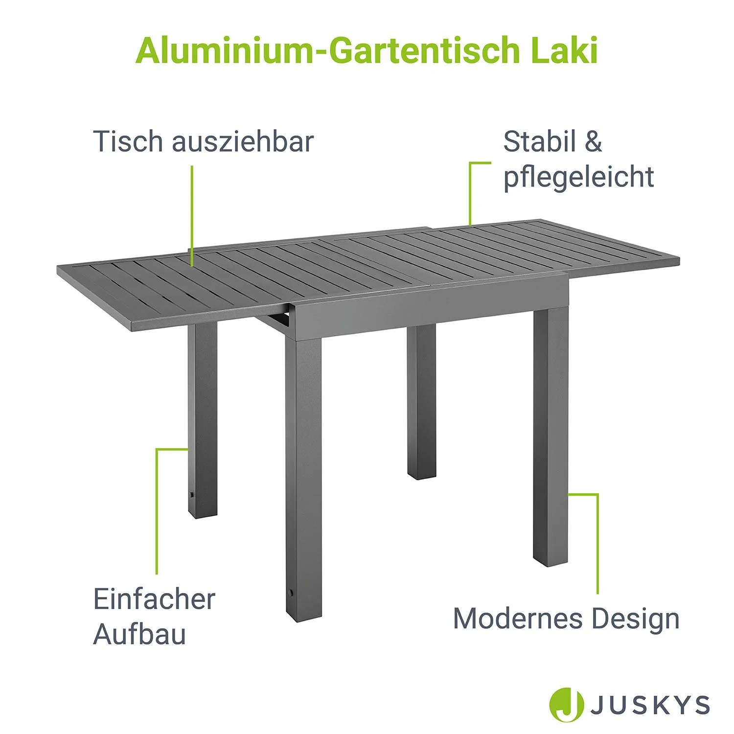 Laki Gartentisch – Ausziehbar & Praktisch für Terrasse und Balkon