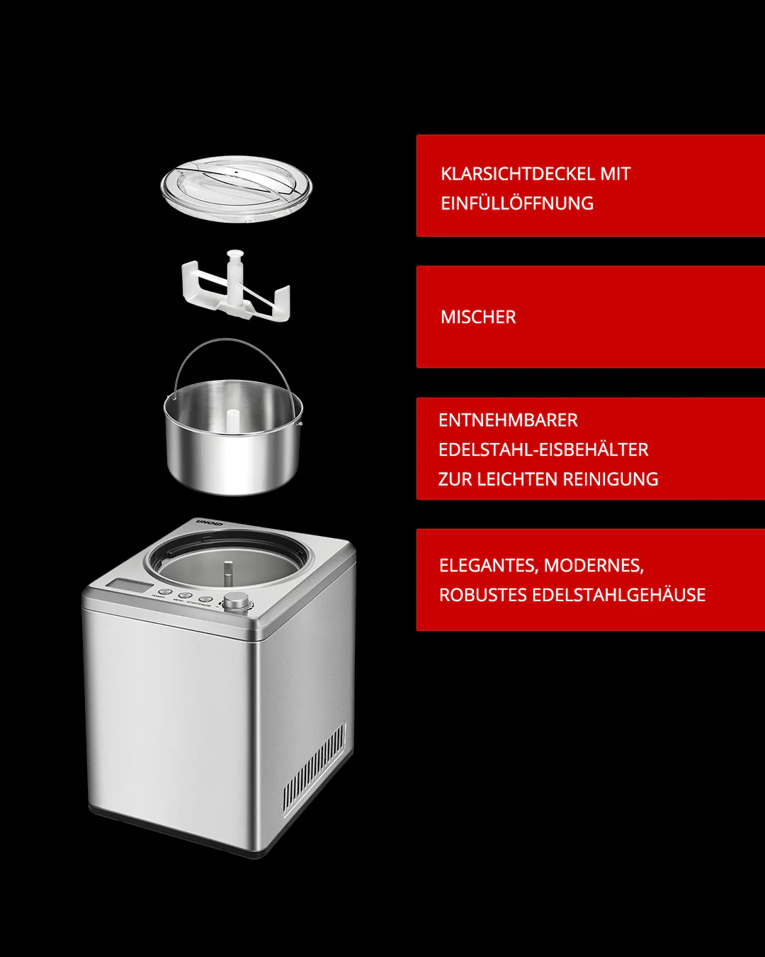Professionelle Eismaschine 2025 – 2,5 L Kapazität für cremiges Eis zu Hause oder gewerblich