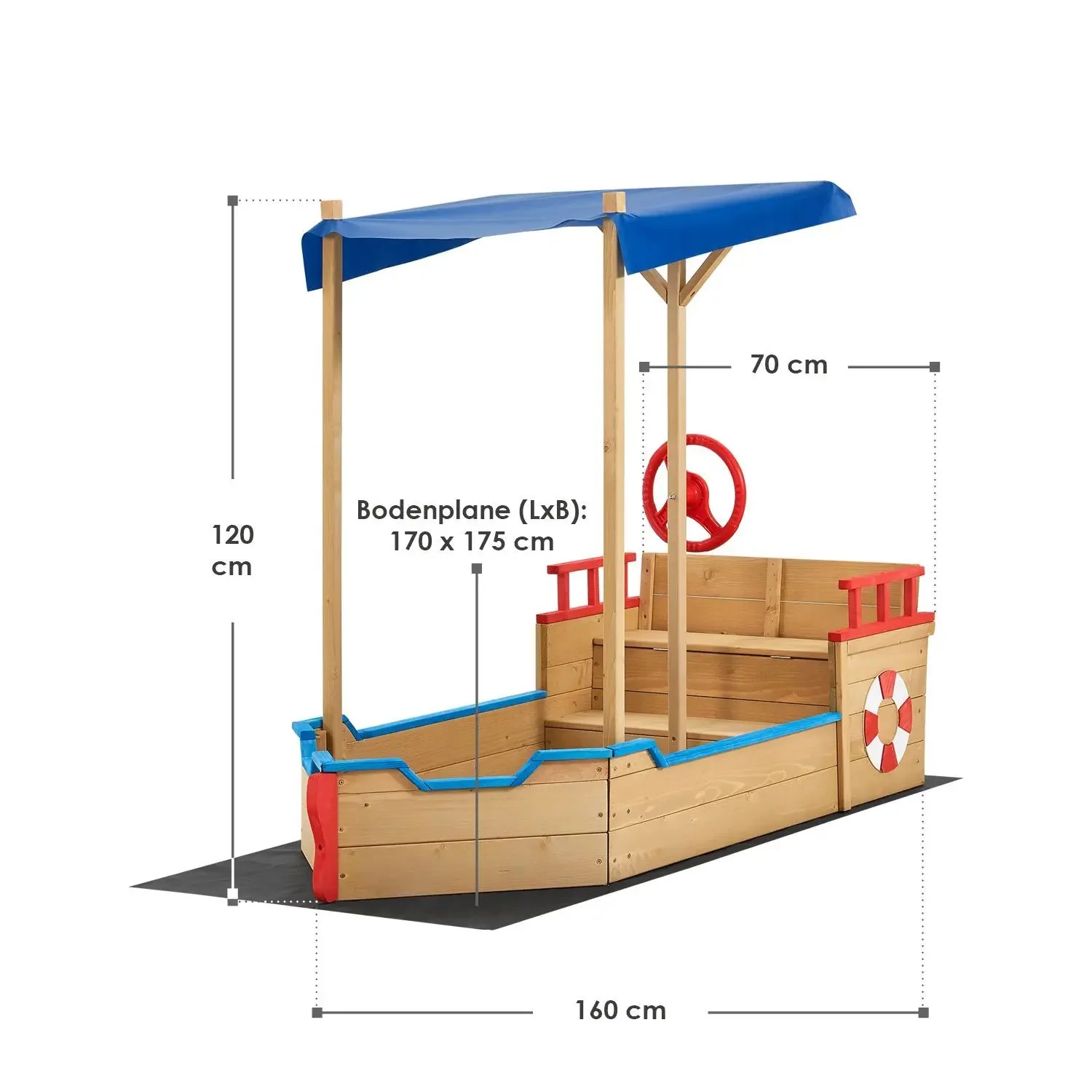 Käpt’n Pit Sandkasten – Piratenschiff aus Holz für Kinder