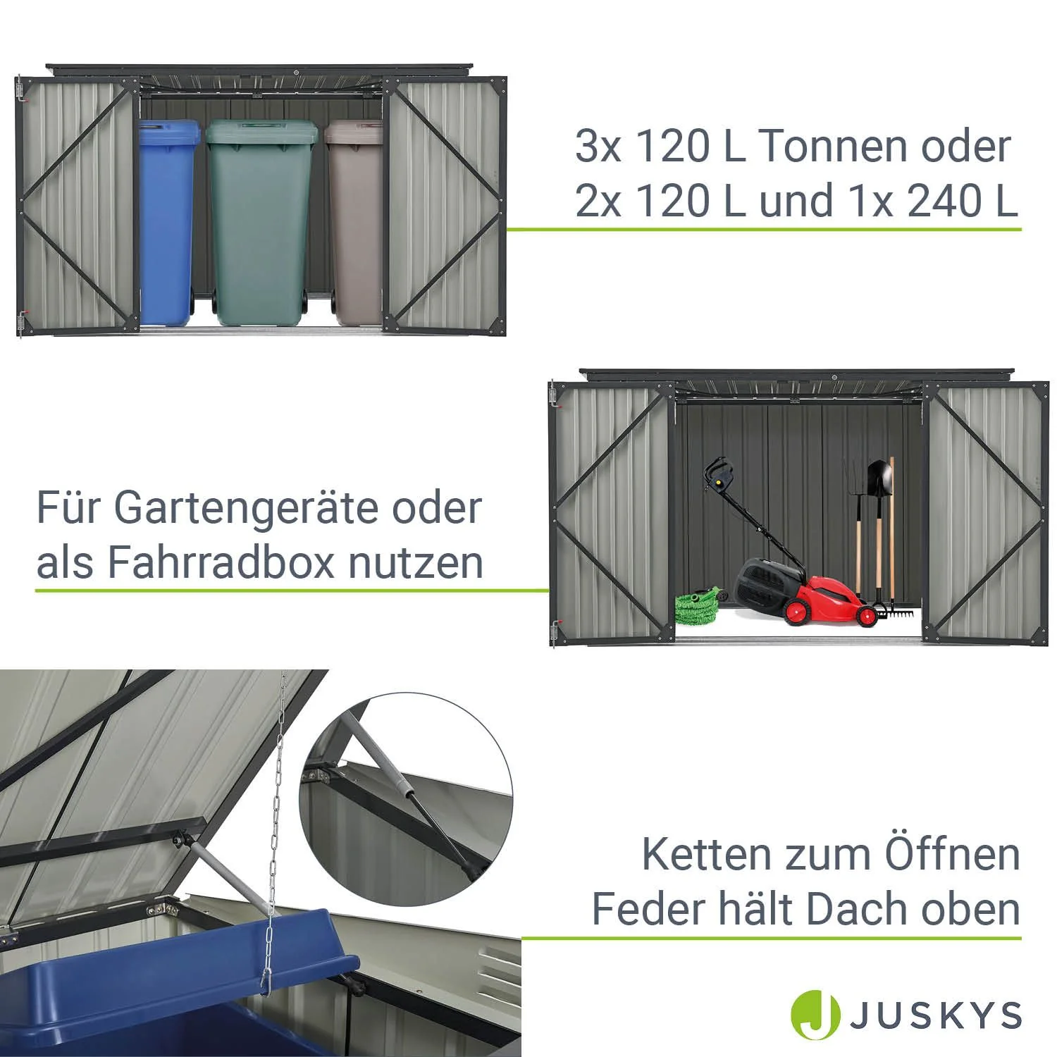 Namur Müllbox für 3 Behälter – Ordnung und Schutz für Garten & Terrasse