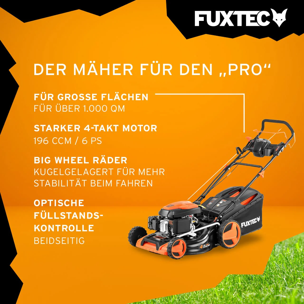 FUXTEC FX-RM5196eS – 4-in-1 Benzin-Rasenmäher mit ZIPGO-Motor