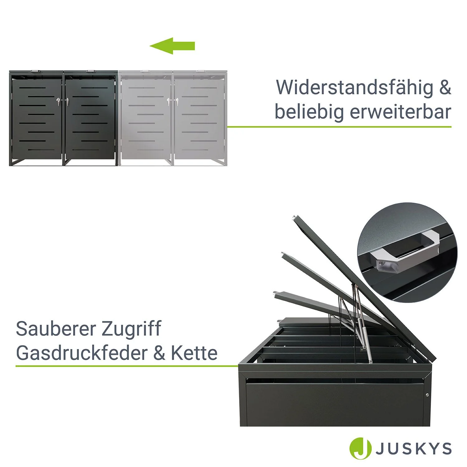 Arel Metall-Müllbox für 2 Mülltonnen – Elegant & Wetterfest