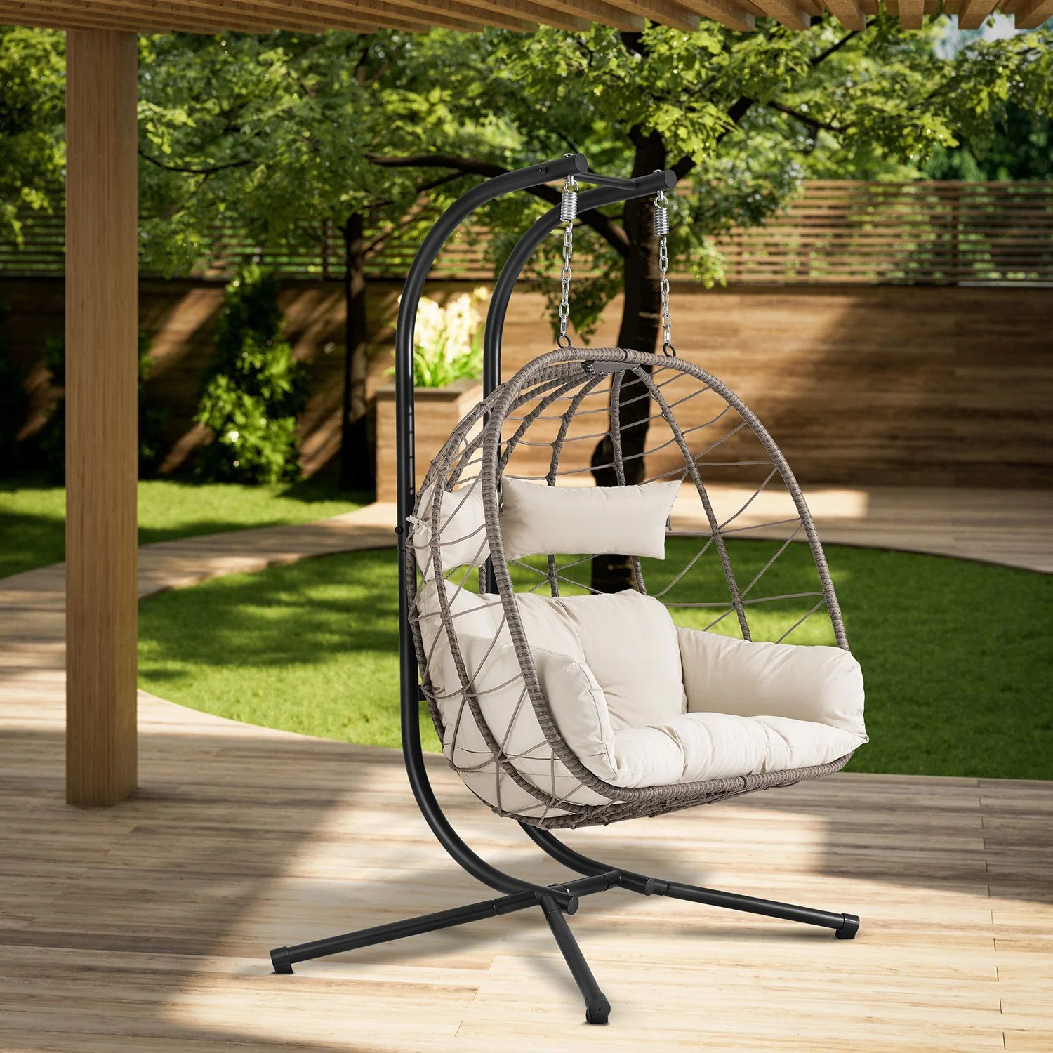 Doppel-Hängesessel AriaXXL aus Polyrattan – Grau