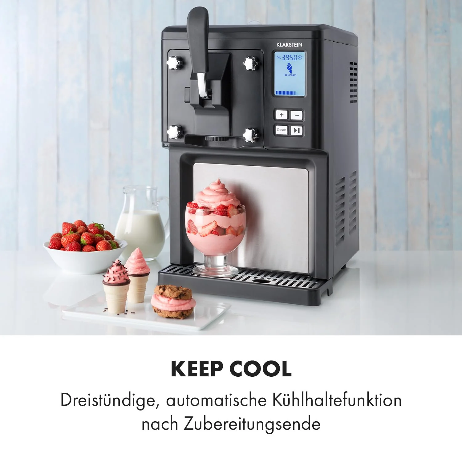 Klarstein Sweet Sundae Eismaschine – 1,5 L, Kompressor, selbstkühlend, Edelstahl