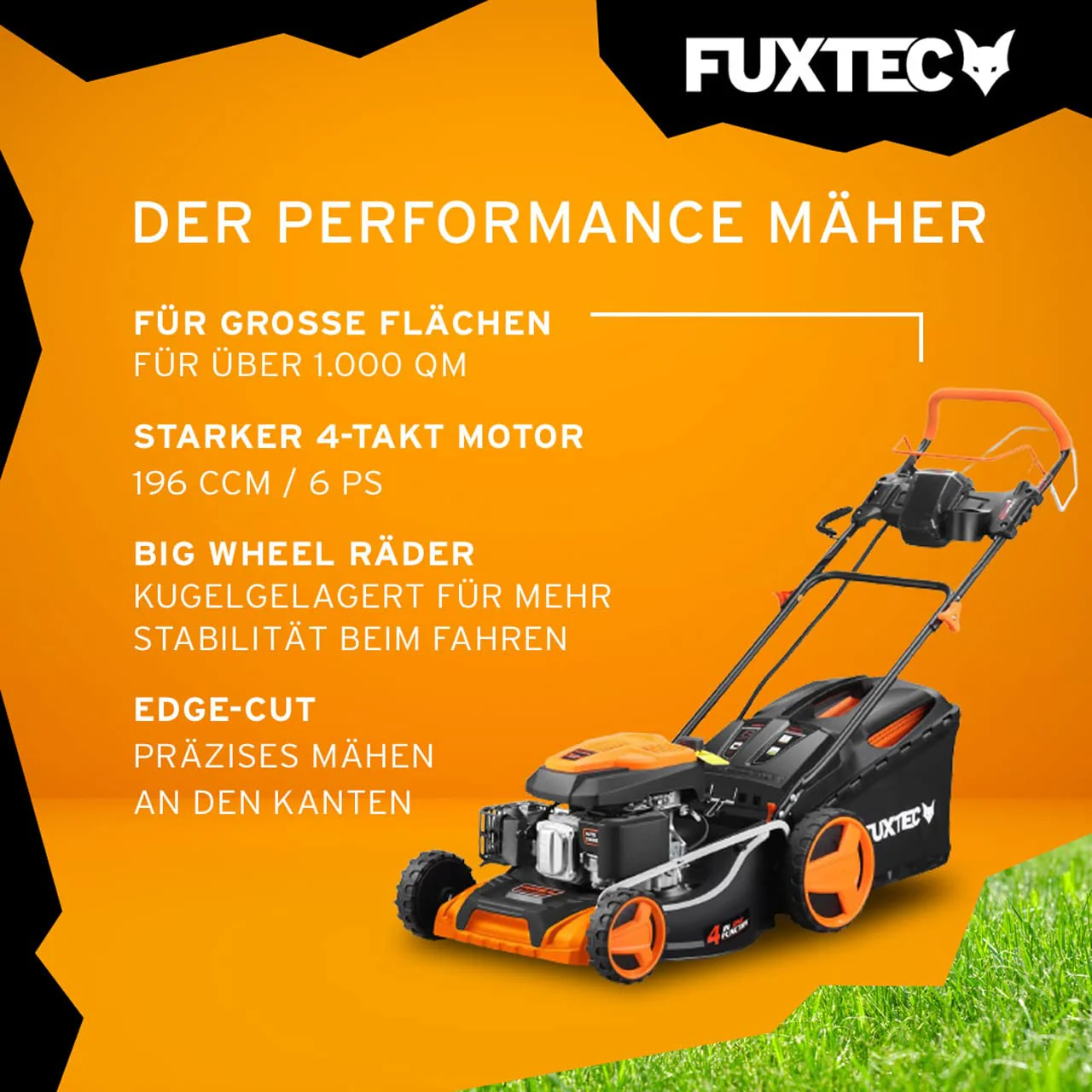 FUXTEC FX-RM5196eS – 4-in-1 Benzin-Rasenmäher mit ZIPGO-Motor