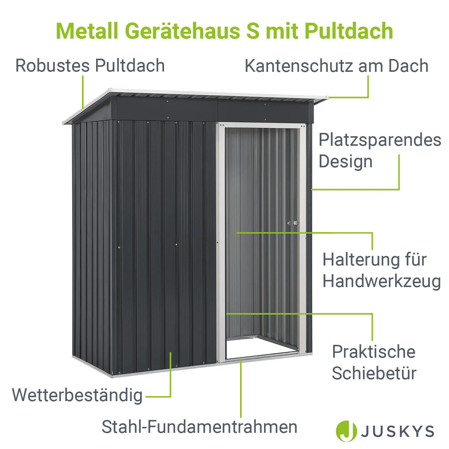 Metallgerätehaus S mit Schrägdach – Wetterfest & Kompakt für Garten & Terrasse