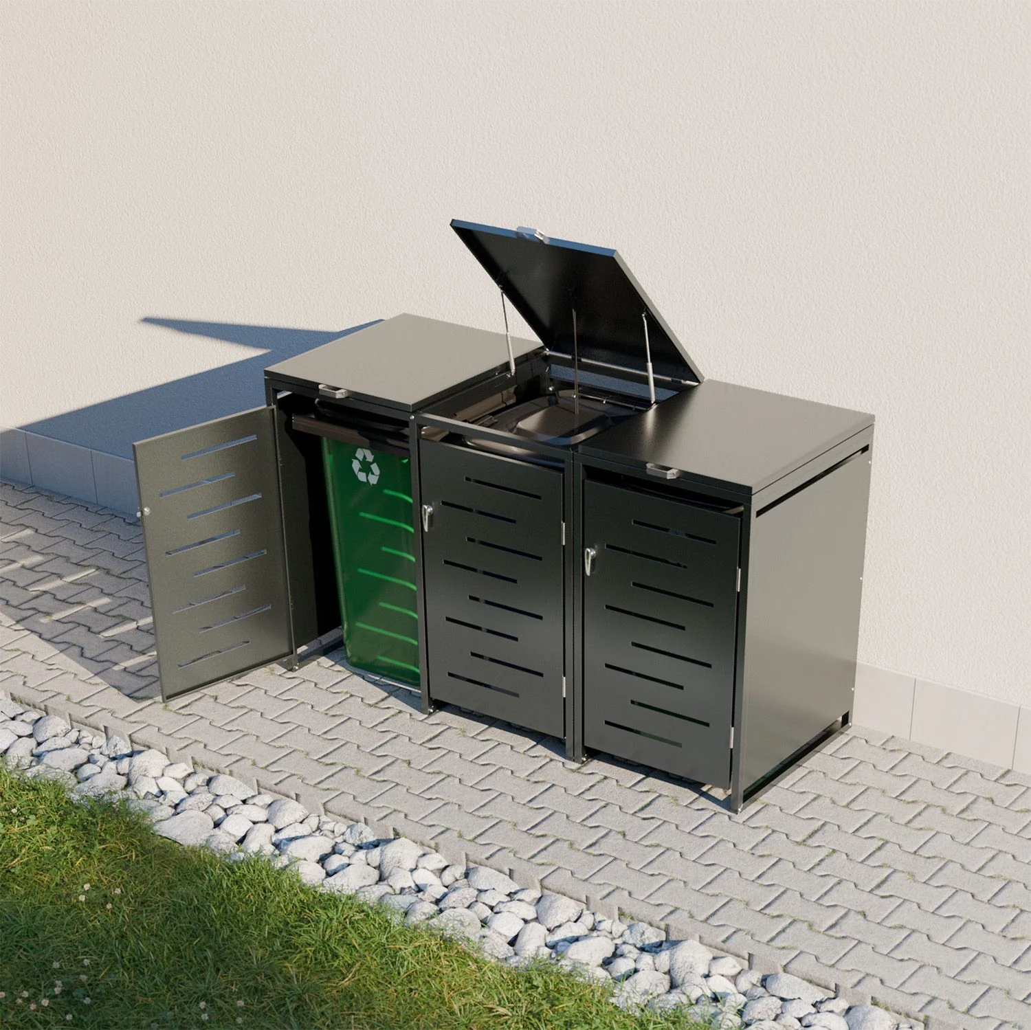 Arel Metall-Müllbox für 2 Mülltonnen – Elegant & Wetterfest