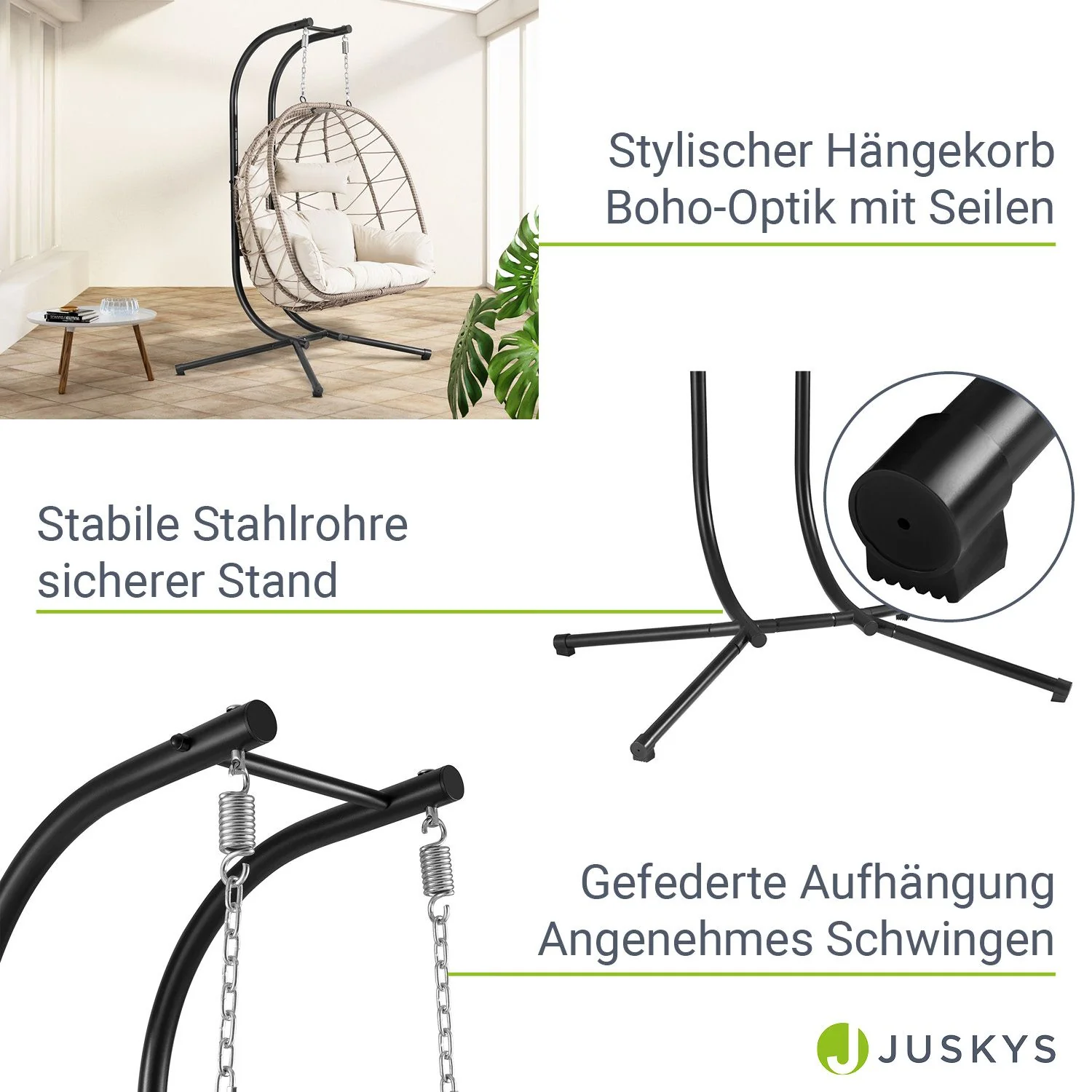 Doppel-Hängesessel AriaXXL aus Polyrattan – Grau