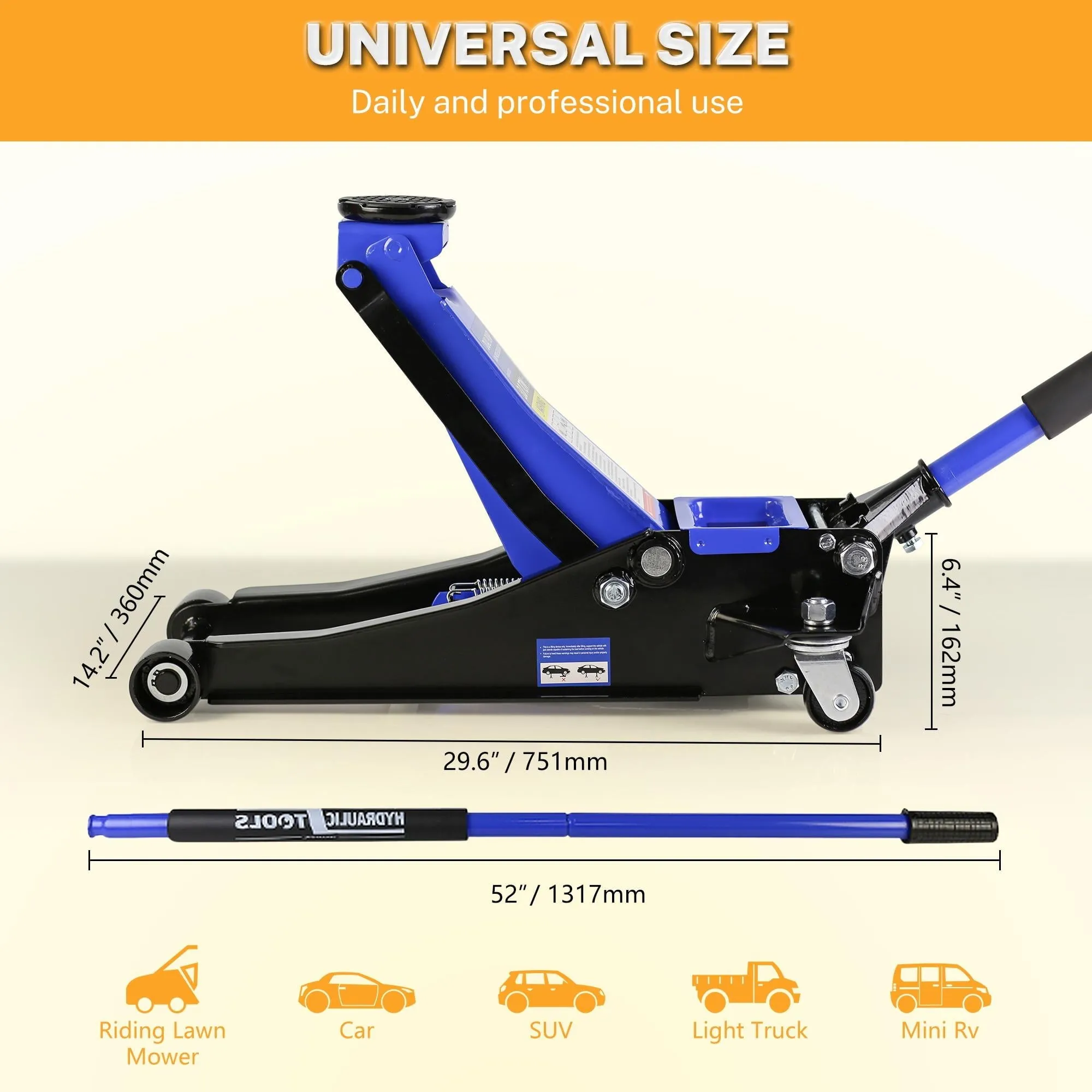 Seizeen 3-Tonnen Hydraulikwagenheber – Niedrigprofil & Profiqualität