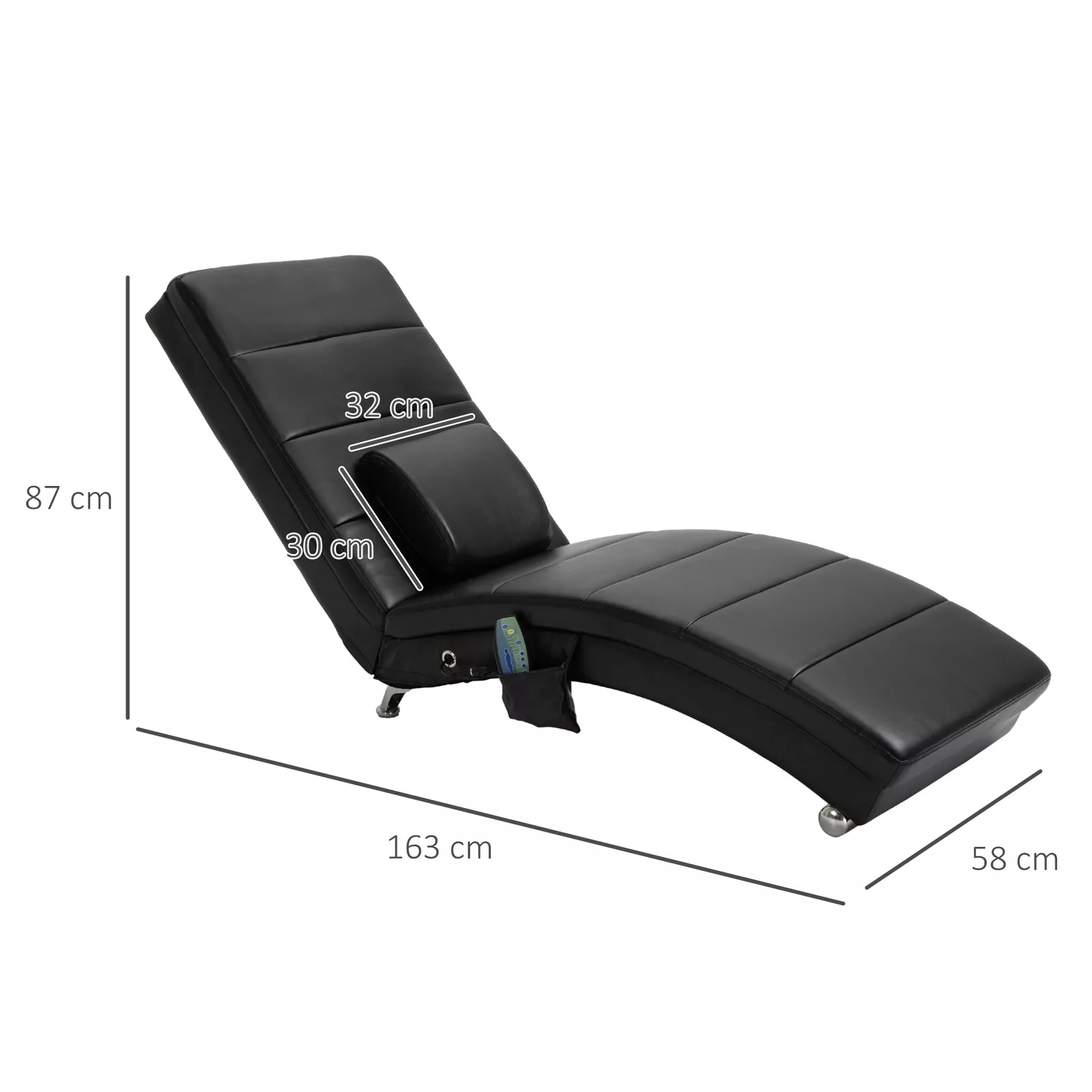 Relaxsessel Loungesessel Chaiselongue Zero-G mit Massagefunktion – Schwarz