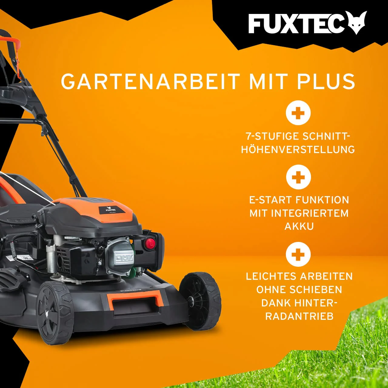 FUXTEC FX-RM5196eS – 4-in-1 Benzin-Rasenmäher mit ZIPGO-Motor