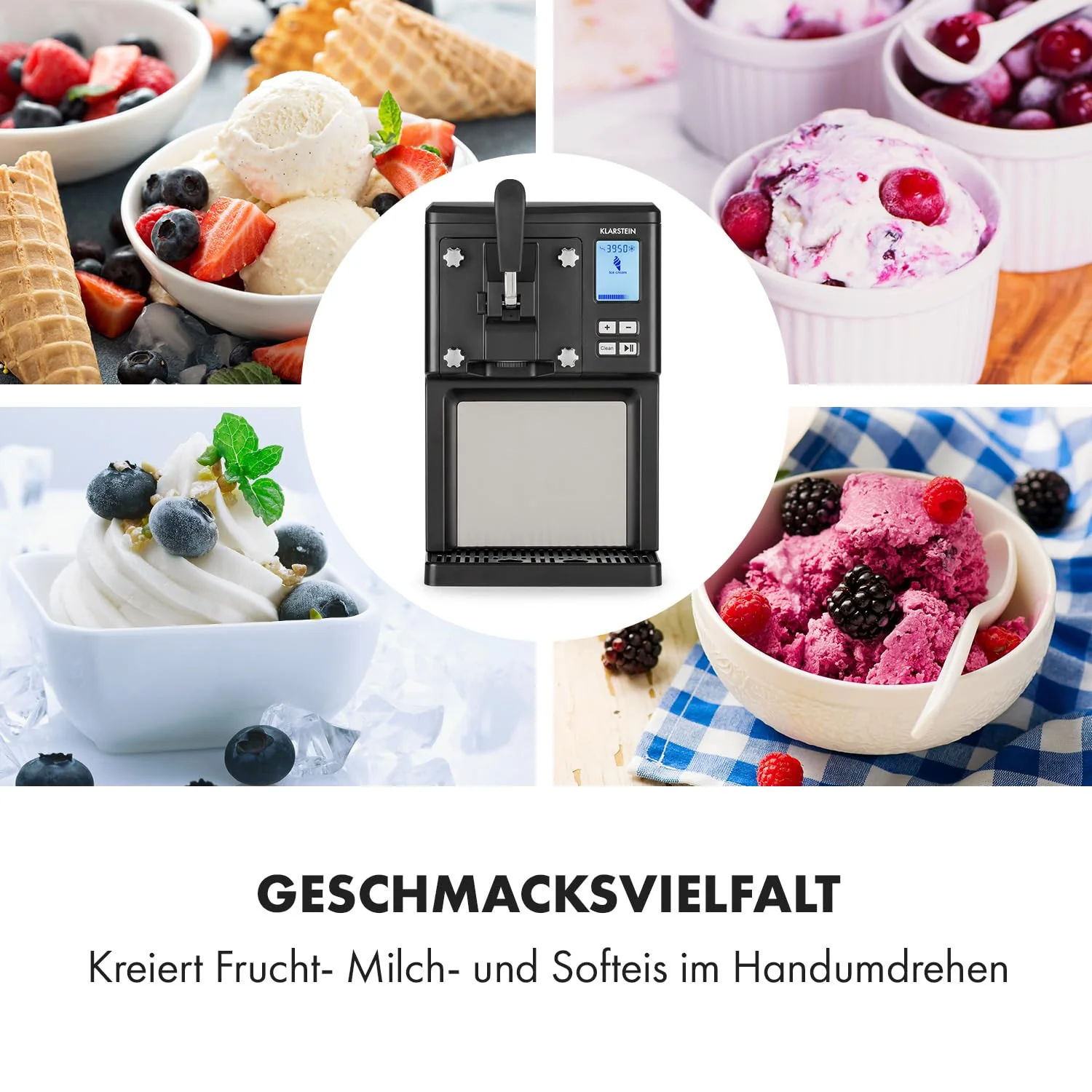 Klarstein Sweet Sundae Eismaschine – 1,5 L, Kompressor, selbstkühlend, Edelstahl
