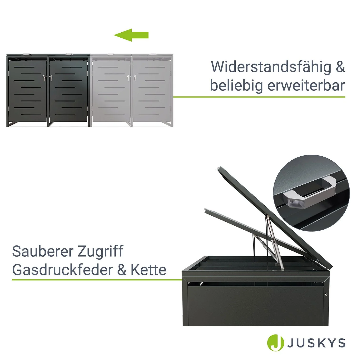 Arel Metall-Müllbox für 2 Mülltonnen – Elegant & Wetterfest