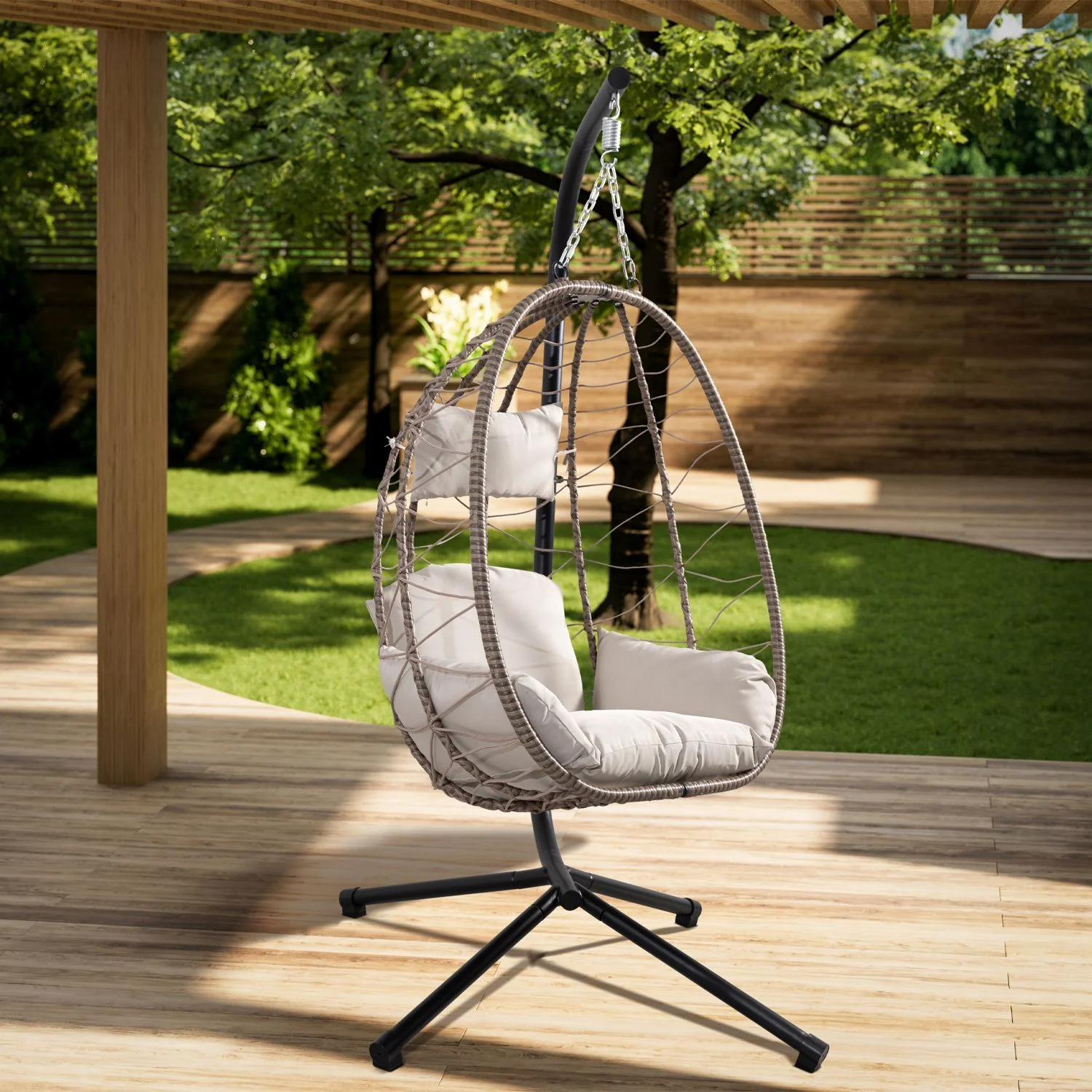Aria Hängesessel mit Gestell – Lounge-Stil, Rattan, Ergonomisch, Höhenverstellbar
