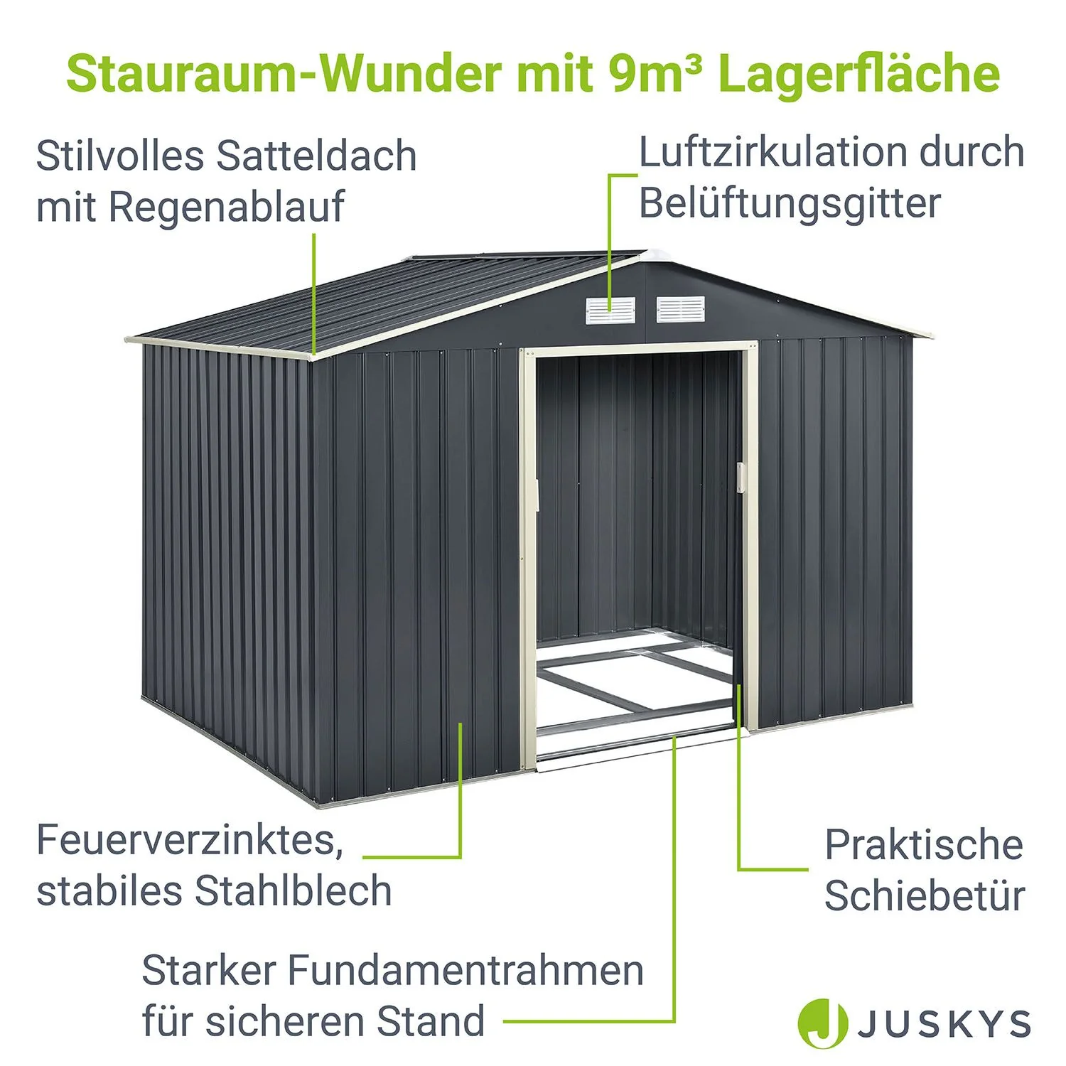 XXL Metall-Gartenhaus – Robust, Geräumig & Sicher