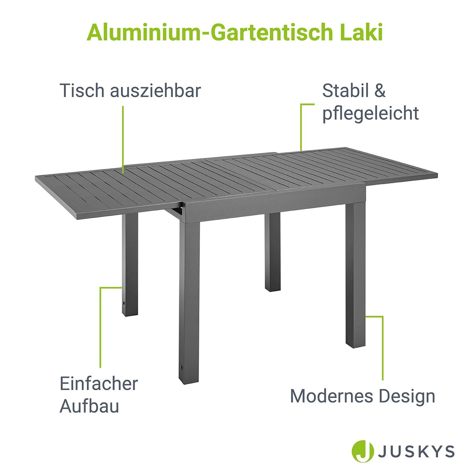 Laki Gartentisch – Ausziehbar & Praktisch für Terrasse und Balkon