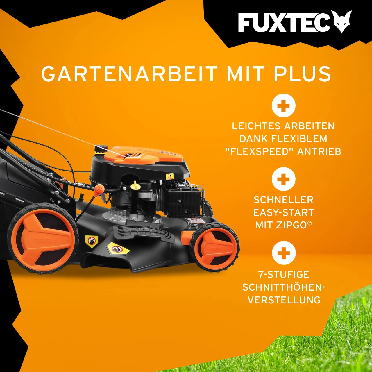 FUXTEC FX-RM5196eS – 4-in-1 Benzin-Rasenmäher mit ZIPGO-Motor
