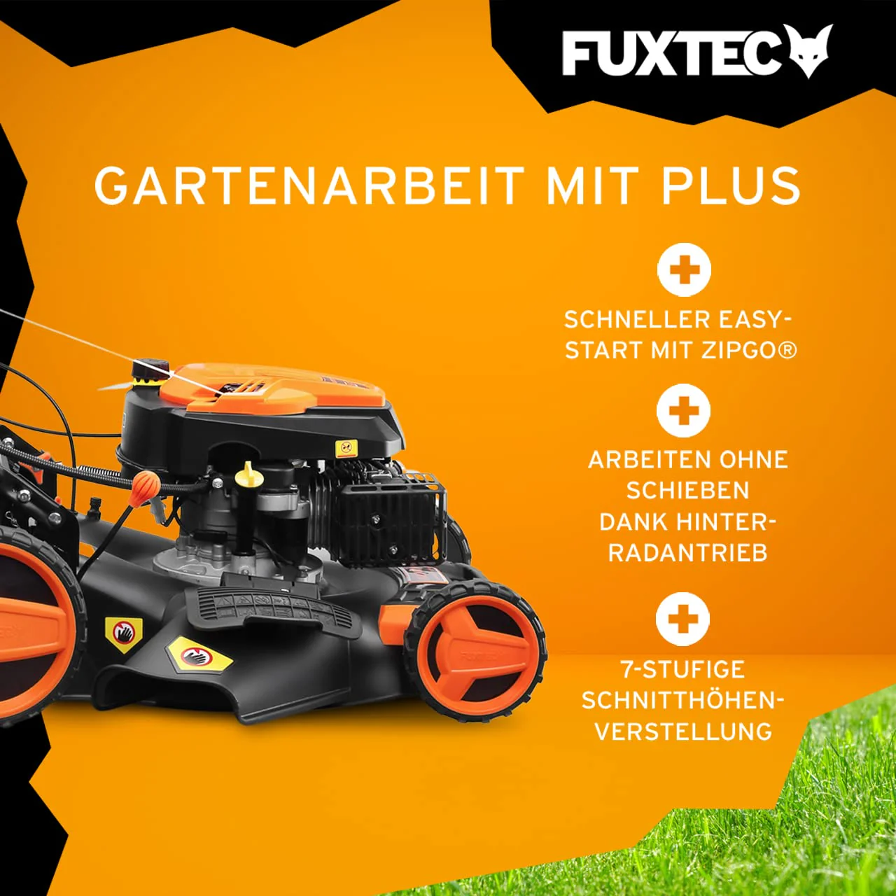 FUXTEC FX-RM5196eS – 4-in-1 Benzin-Rasenmäher mit ZIPGO-Motor