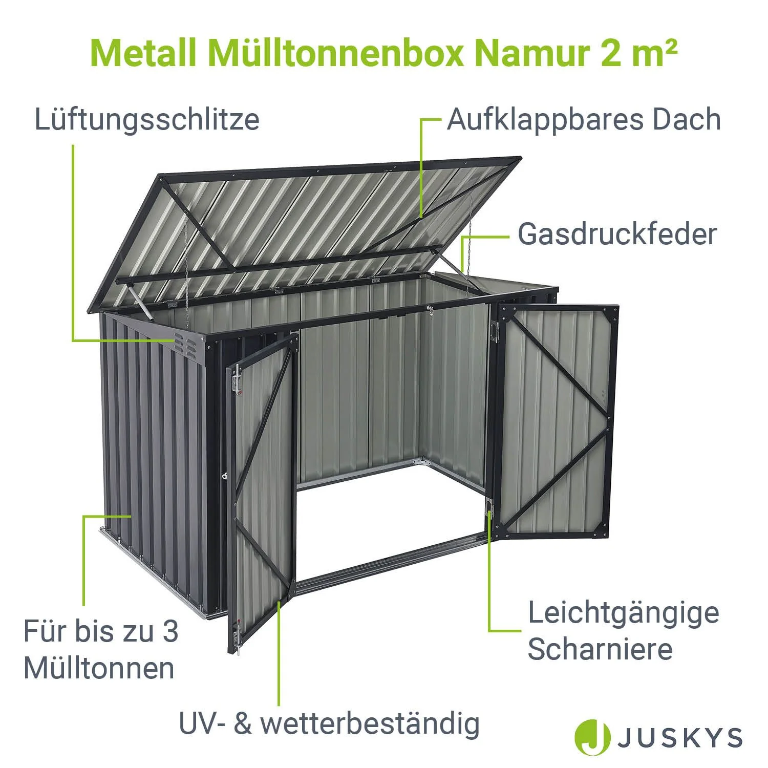 Namur Müllbox für 3 Behälter – Ordnung und Schutz für Garten & Terrasse