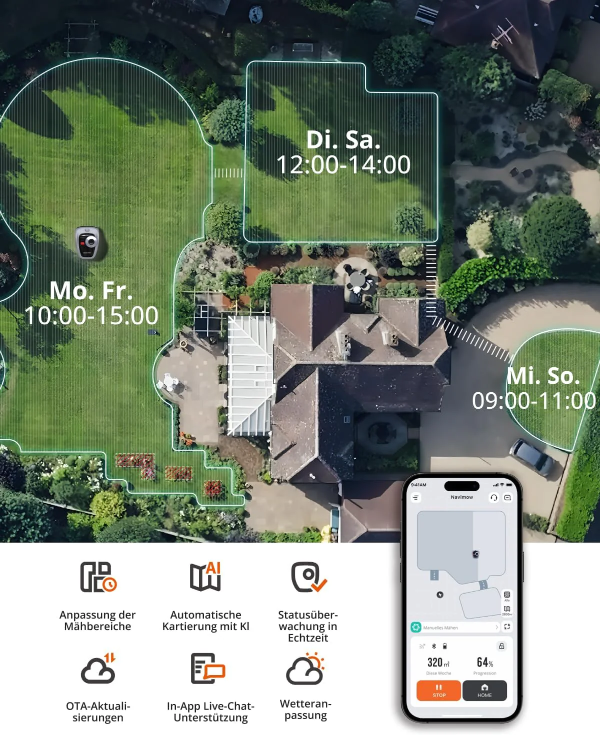 Navimow i105E – Kabelloser Mähroboter für perfektes Grün
