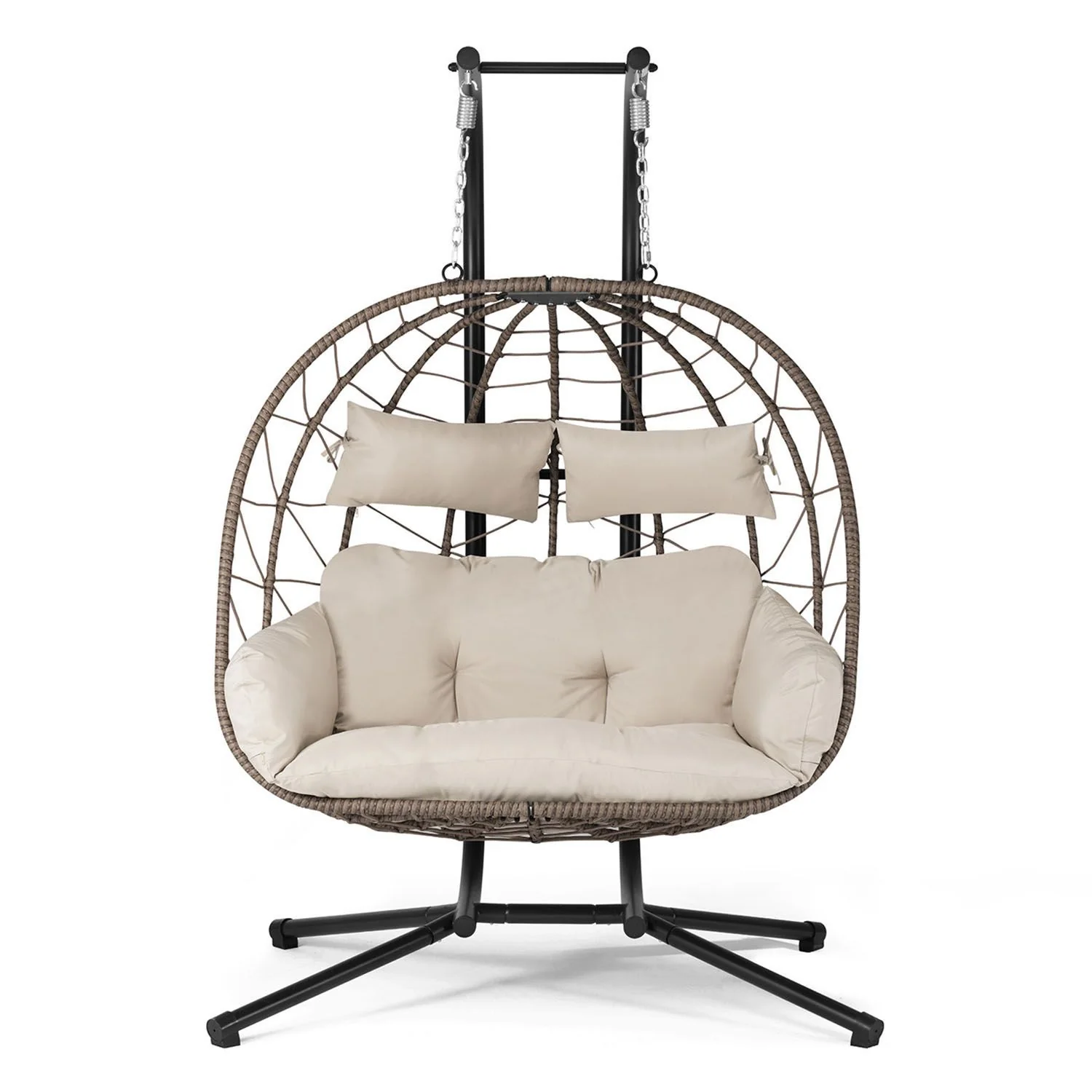 Doppel-Hängesessel AriaXXL aus Polyrattan – Grau