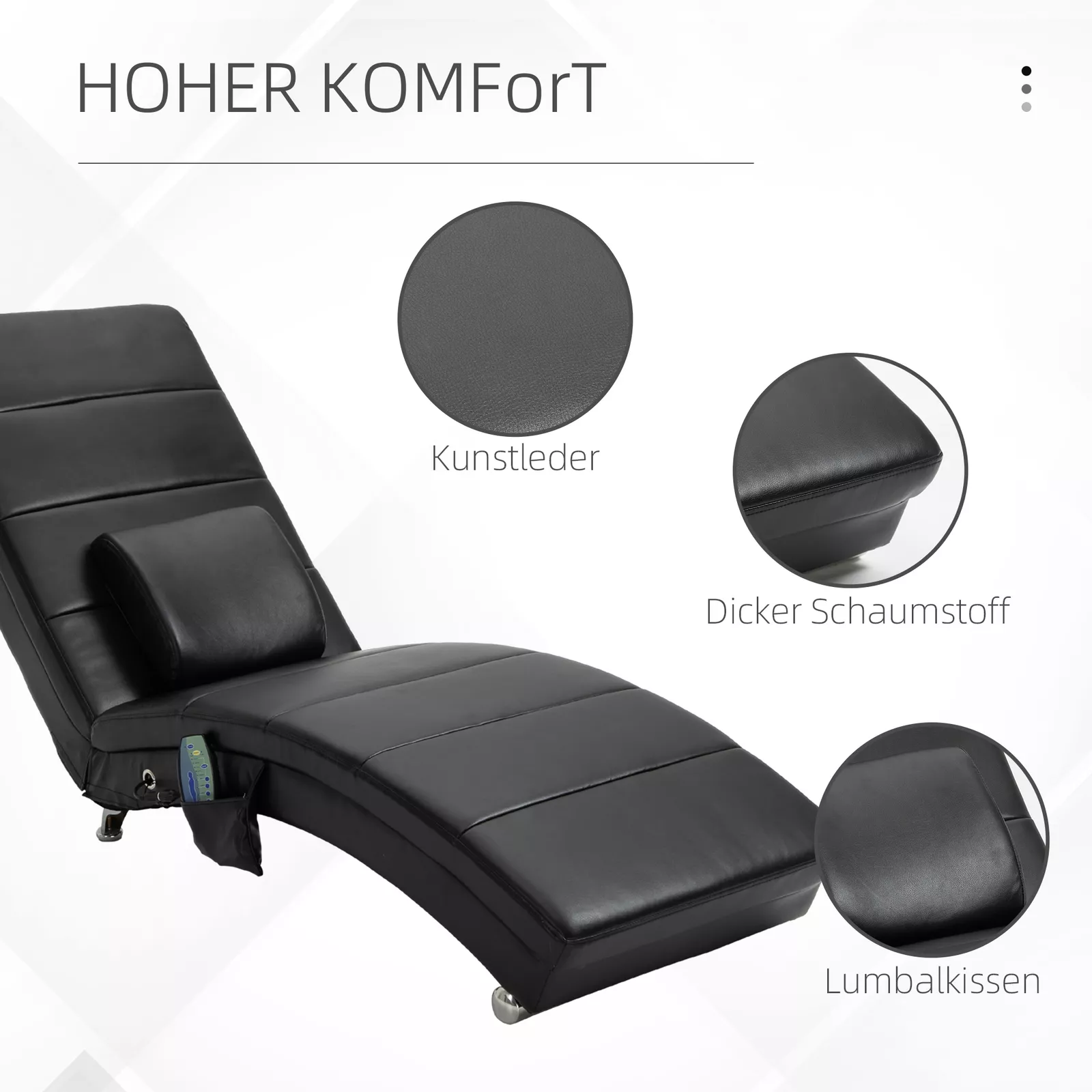 Relaxsessel Loungesessel Chaiselongue Zero-G mit Massagefunktion – Schwarz