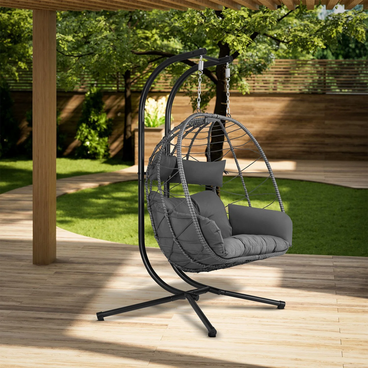 Doppel-Hängesessel AriaXXL aus Polyrattan – Grau