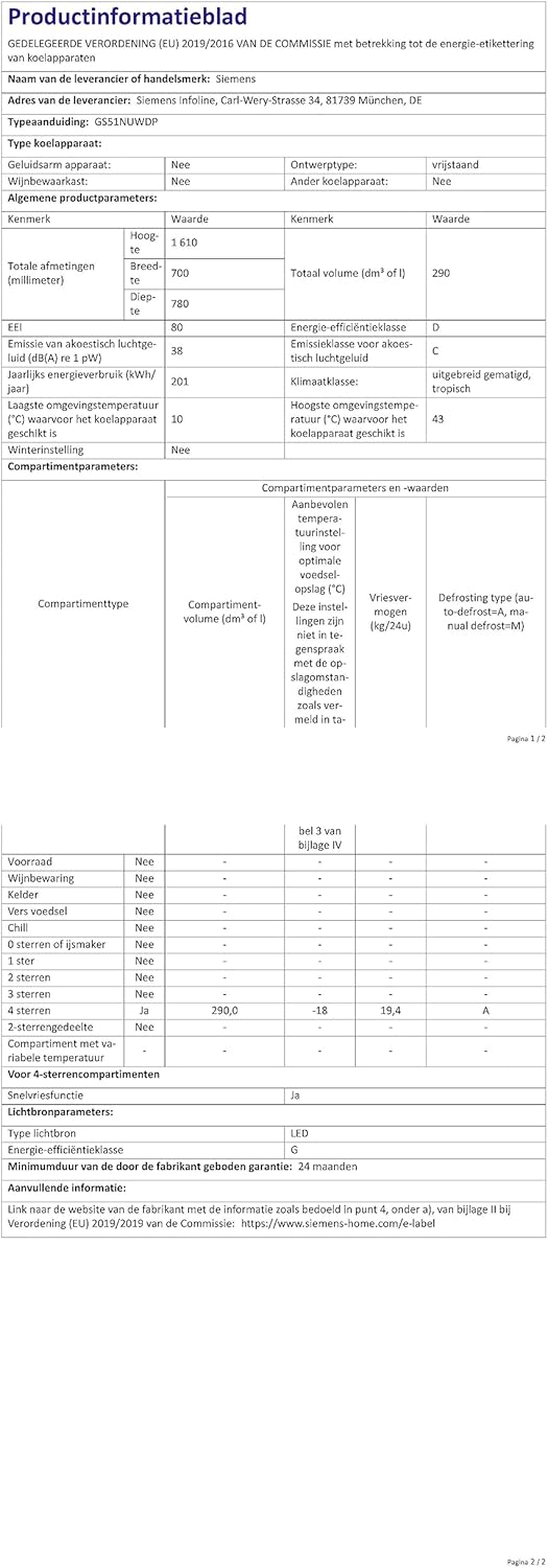 Siemens GS54NAWCV iQ500 Gefrierschrank 327 L – NoFrost, BigBox & superFreezing, Energiesparend