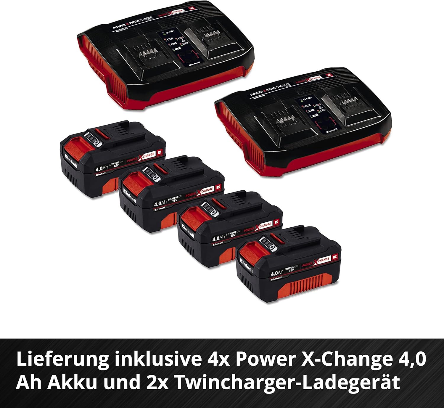 Einhell Akku-Rasenmäher GE-CM 36/47 S HW Li Kit – 4x Power X-Change Akkus